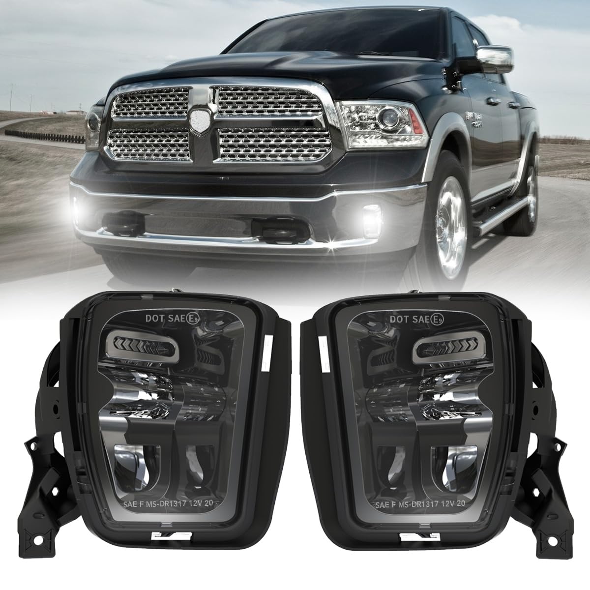 4X4Flstc Led Fog Lights Compatible With 4Th Gen Dodge Ram 1500 2013 2014 2015 2016 2017 2018, 2019 2020 Classic Replacement Fog