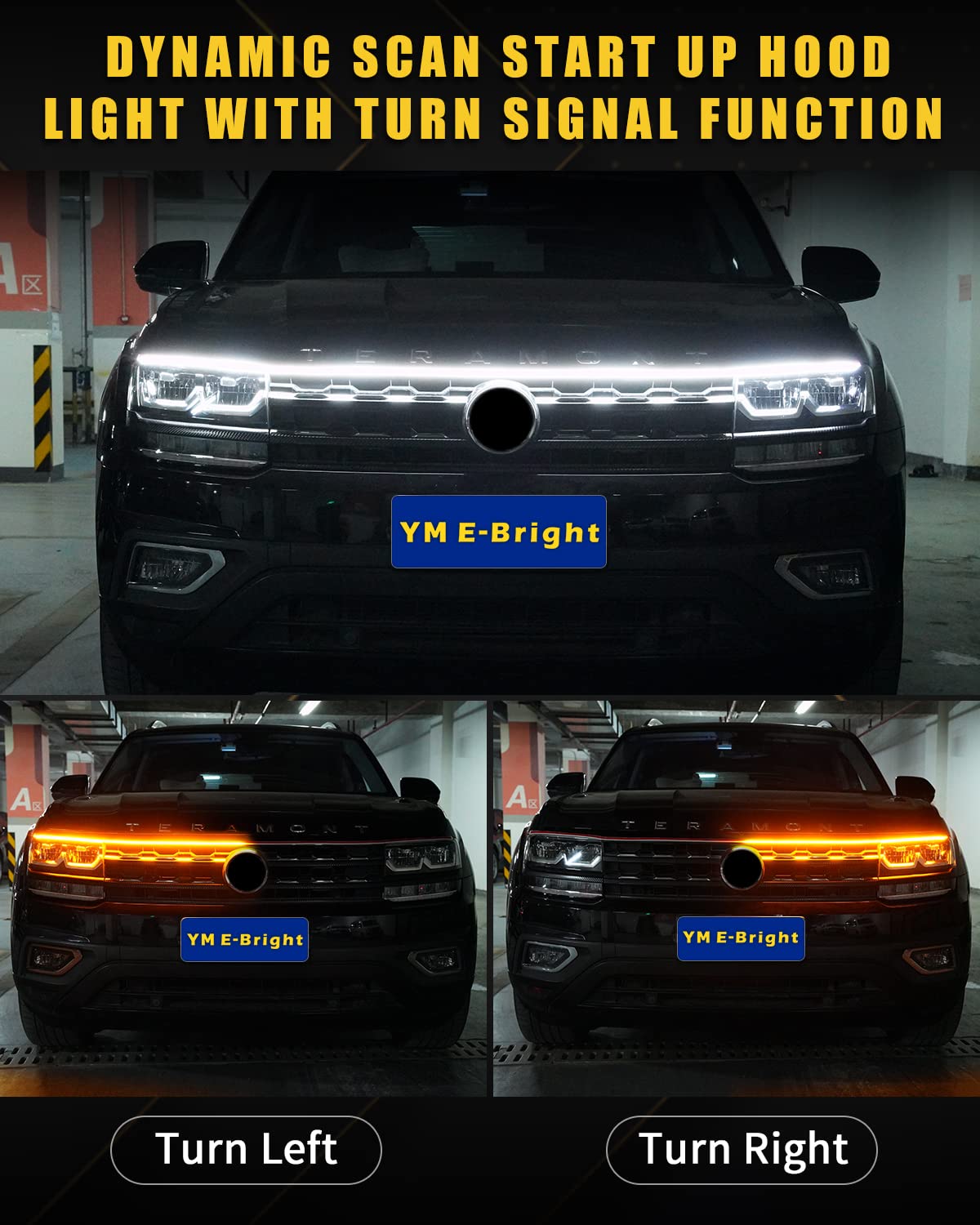 Dynamic Scan Start Up Hood Light Strip Sequential Flowing Turn Signal Lights Flexible Drl Daytime Running Light Car Led Light St