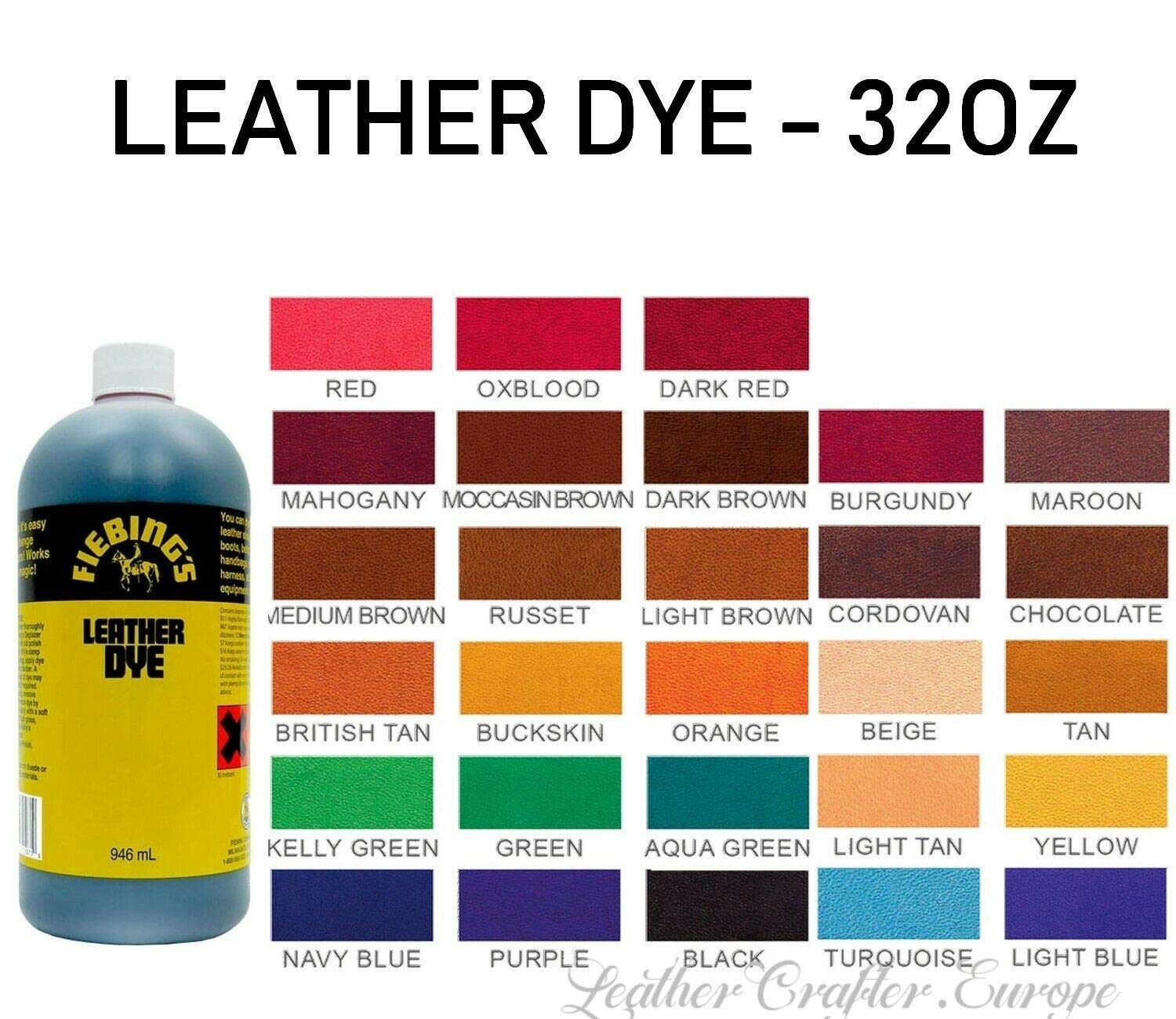 Fiebing's Leather Dye - Alcohol-Based Medium Brown 32 oz - Permanent Penetrating Dye for Leather