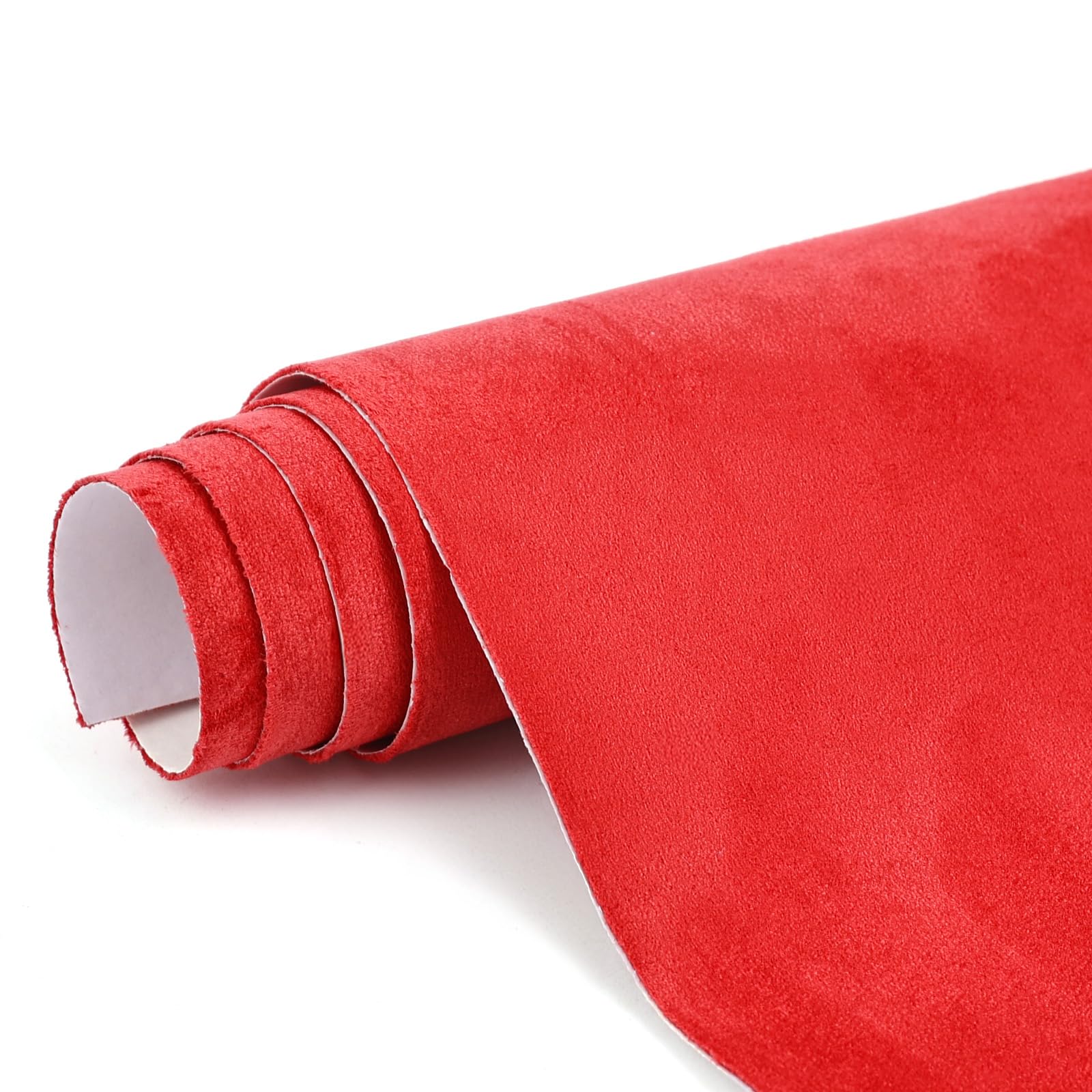 RadiantDecor Premium Red Suede Fabric Wrap - 12x60 inch Suede Wrap for Car Interior - Self-Adhesive Microfiber and Synthetic Lea