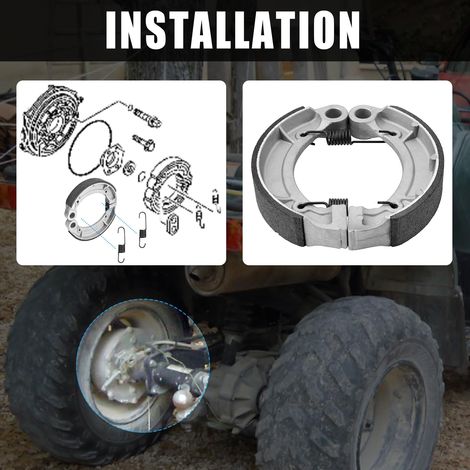 Rear Brake Shoes for Yamaha Grizzly 350 Bruin 250 350 Big Bear 250 2004-2014 Big Bear 400 2005-2006 Wolverine 350 2006-2009 Kodi