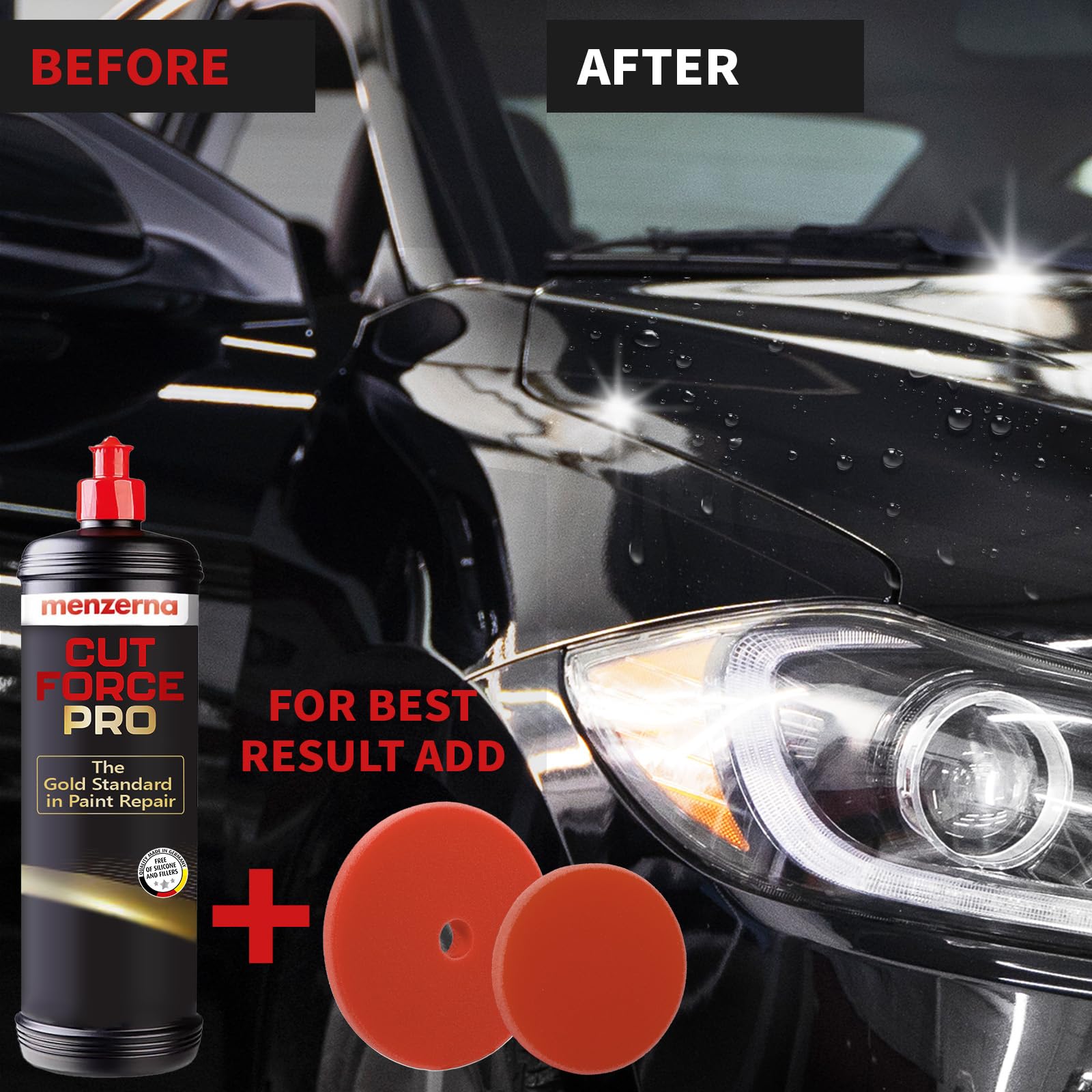 Menzerna Cut Force Pro Car Polish - Heavy Cut, High Gloss Finish, 32 oz, Plastic, Ideal for Scratches & Sanding Marks, Car Body Repair