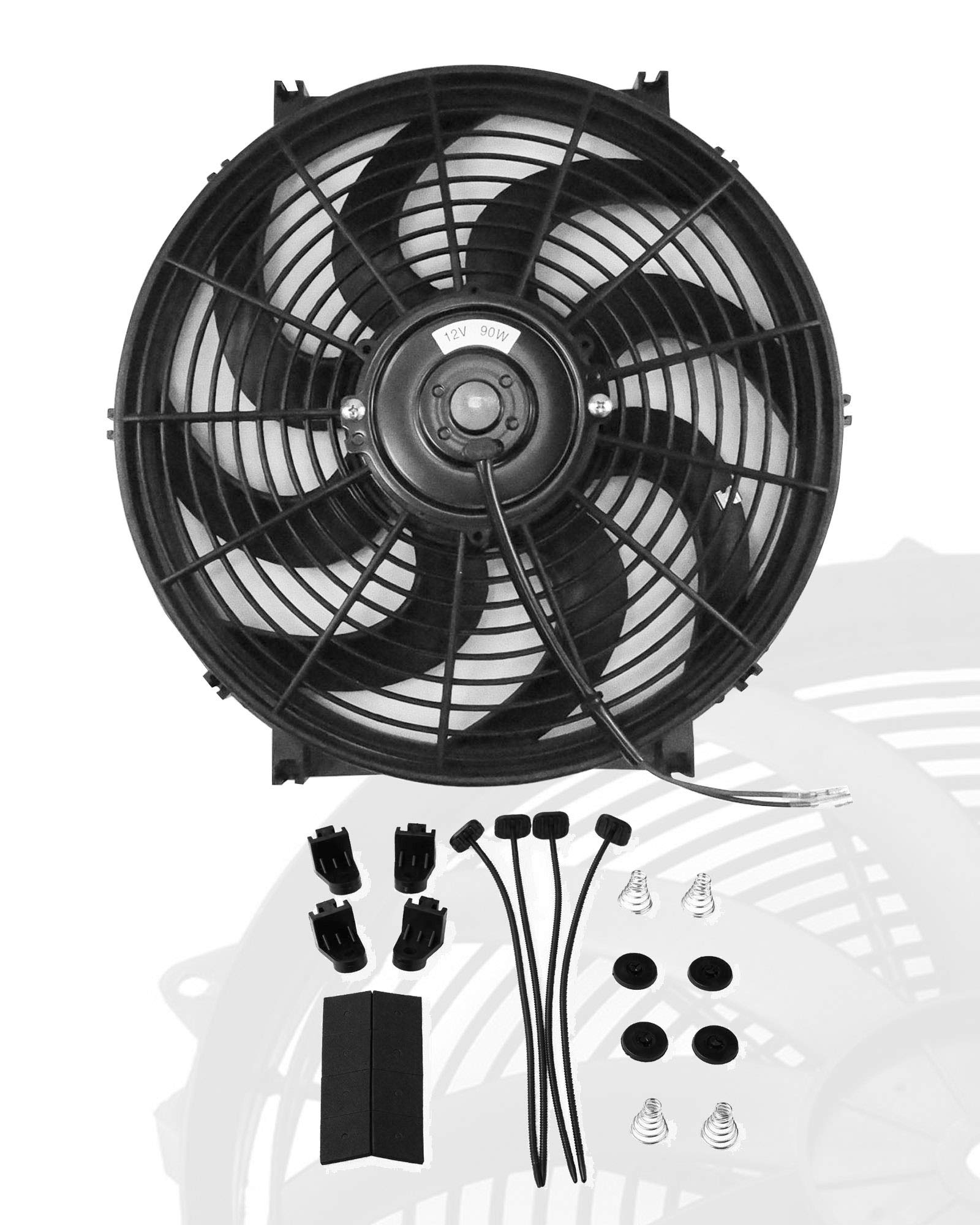 12' Inch Slim Fan Push Pull Electric Radiator Cooling Fans 12V Mount Kit Unversal Black
