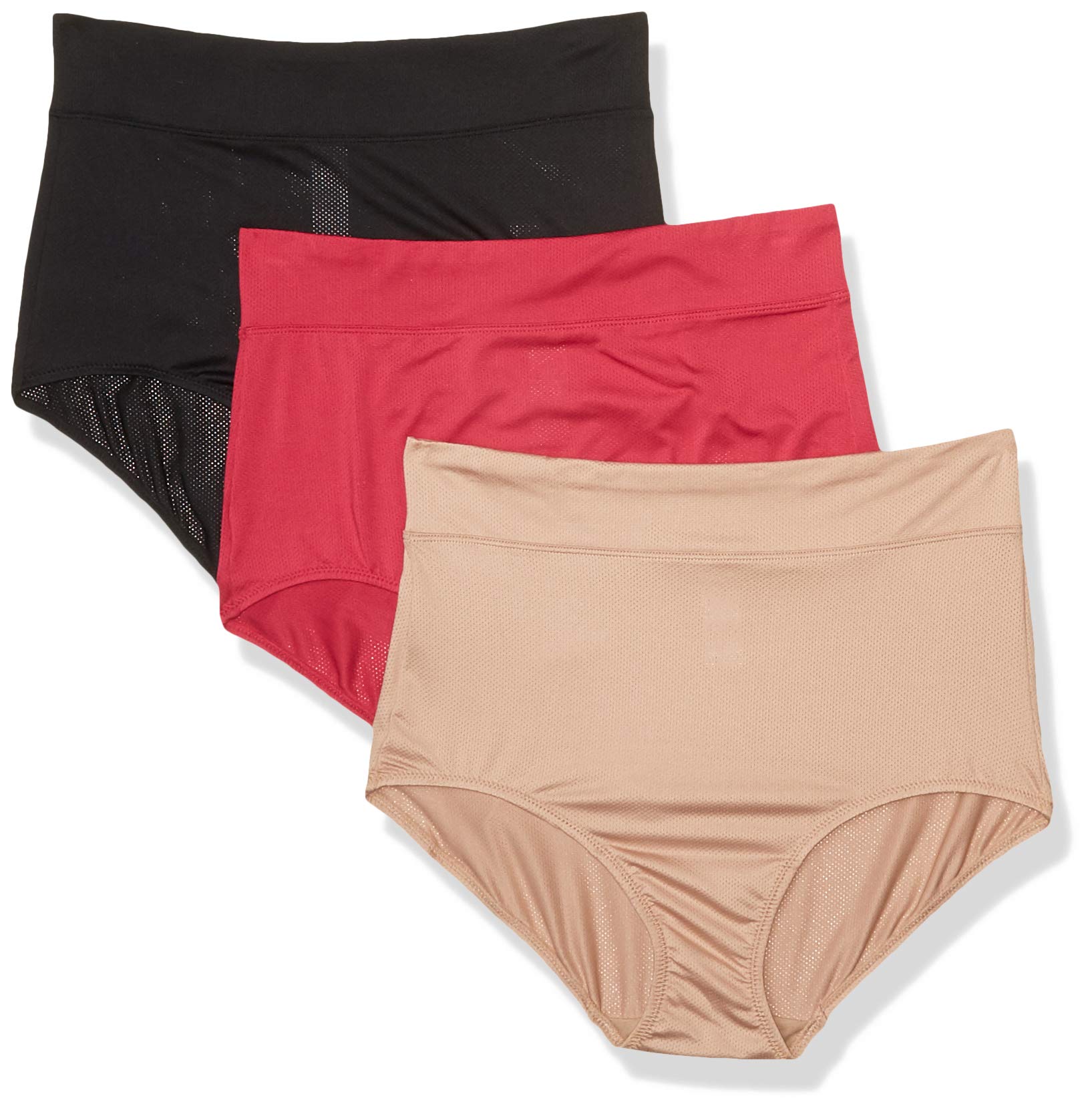 Warners Womens Blissful Benefits Breathable Moisture-Wicking Microfiber Brief Rs4963W, Blacktoasted Almondvivacious, 3Xl