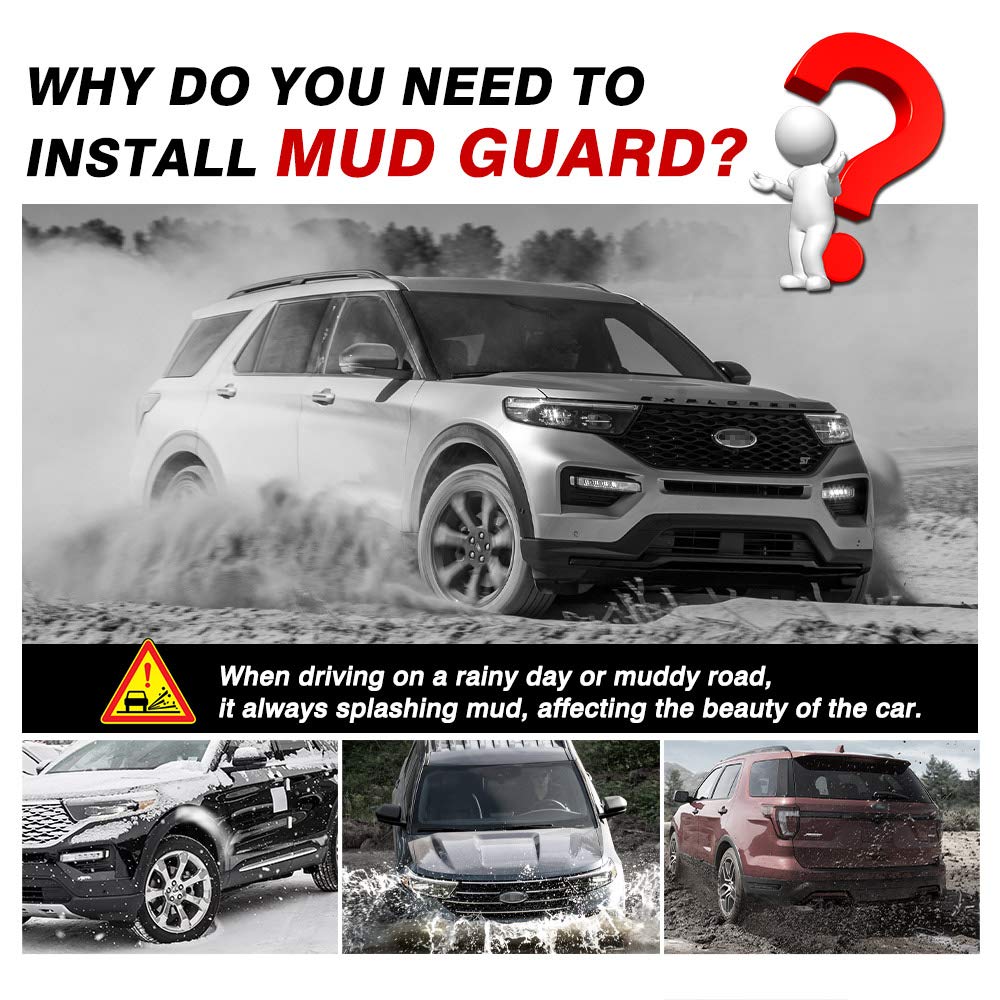 Autorder Mud Flpas Splash Guards for Ford Explorer 2020 2021 2022 2023 2024 Accessories Mudflap Fender Flares Front and Rear Mud