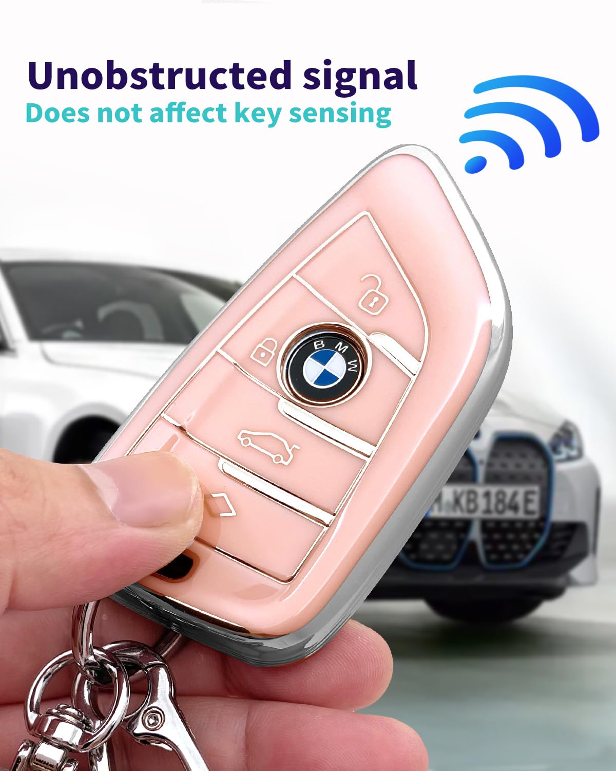 Haoyoumei Advanced Soft Tpu Key Cover Suitable For Bmw X1 X3 X4 X5 X6 X7 M5 M6 1 3 4 5 6 7 Gt3 Gt5 Gt6 Smart Key (Type B Pink Ca