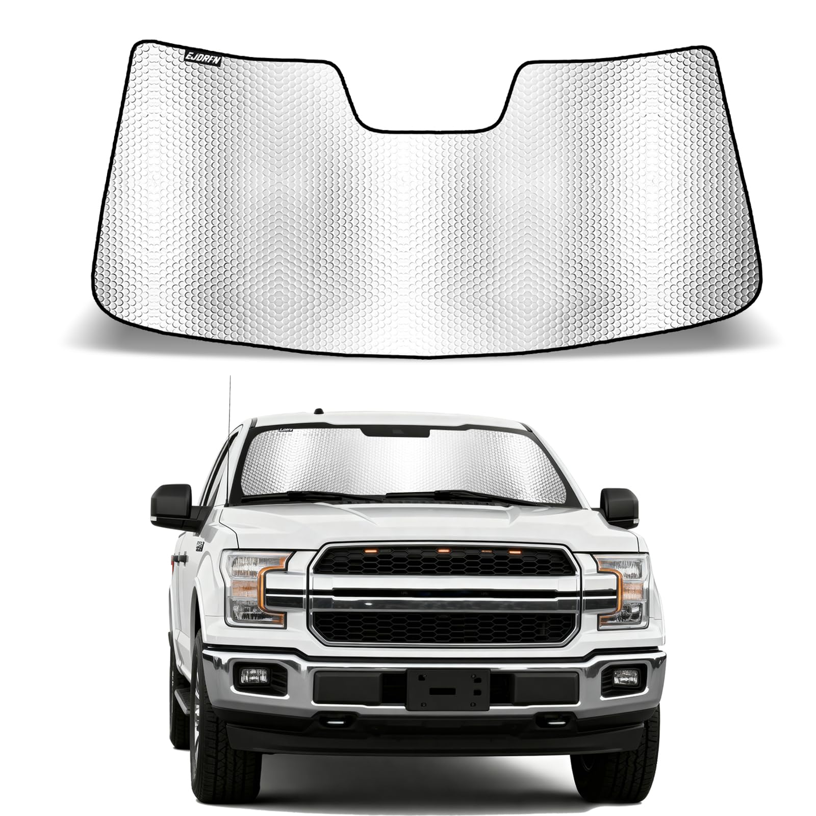 Windshield Sun Shade for Ford F150 20212025,Reflective Aluminum Film Front Window Sunshade for F150 Lariat,King Ranch,Platinum