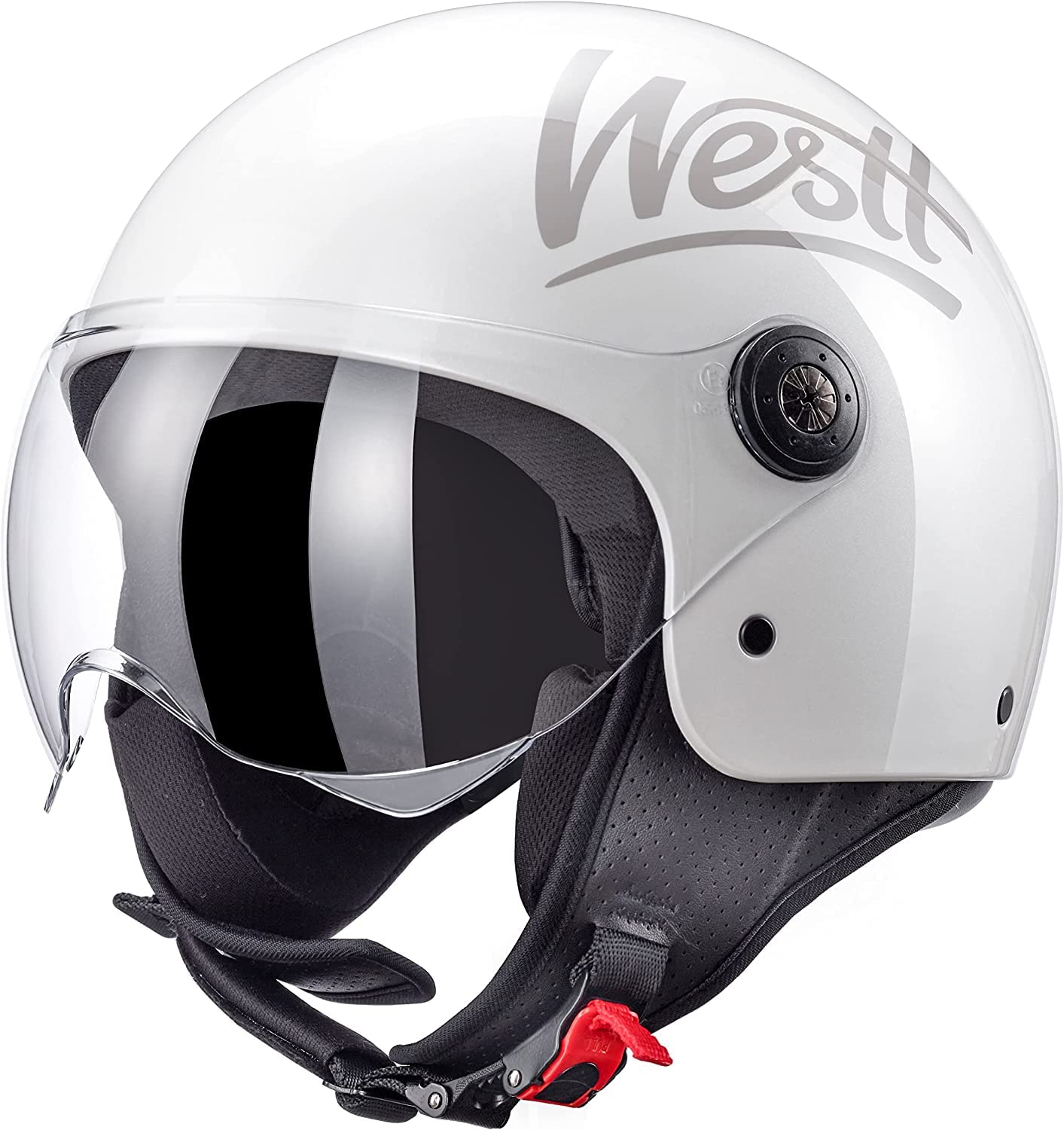 Westt Open Face Motorcycle Helmet For Adults, Dot Approved, Retro Motorcycle Helmet For Men Women, With Visor, Quick Release (Cl