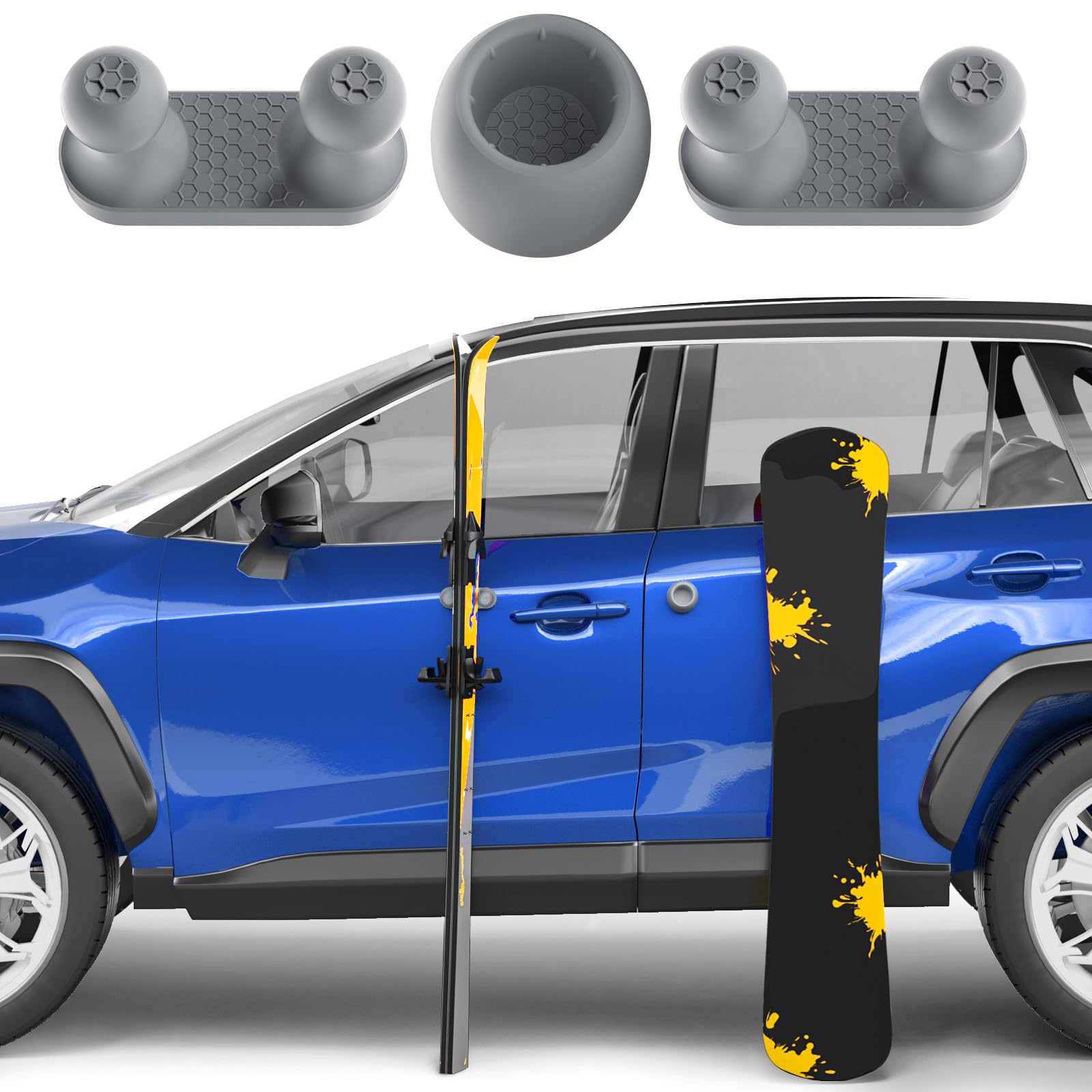 BougeRV Upgrade Magnetic Ski Snowboard Rack for Car | Prevent Skis from Falling Down | Protect Car Paint from Scratches | Vehicl