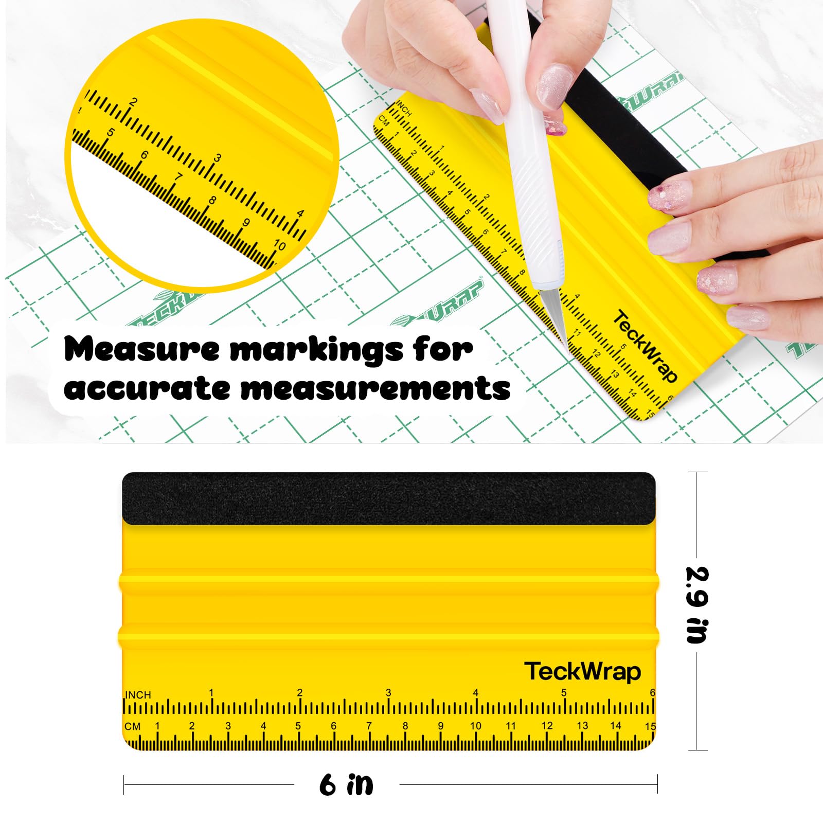 Teckwrap Squeegee For Vinyl Felt Squeegee Scraper Tool For Decals, Inkjet Sticker Paper, And Wallpaper - 6 ''X2.9 '', Scratch-Fr