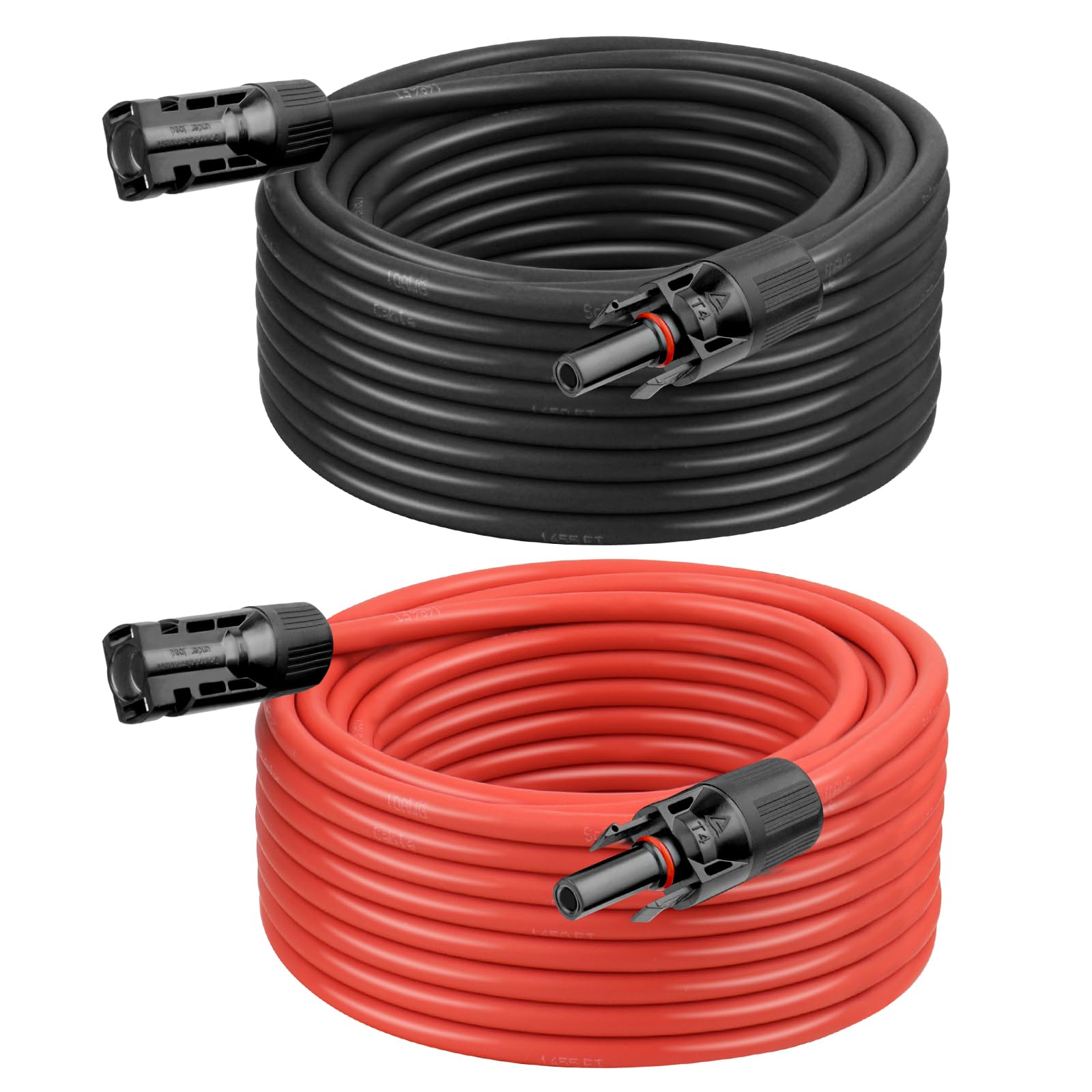 Kimbluth 10 AWG Solar Extension Cable 30FT Black + 30FT Red, 10 Gauge Solar Panel Wire Male to Female Tinned Copper Wire for Sol