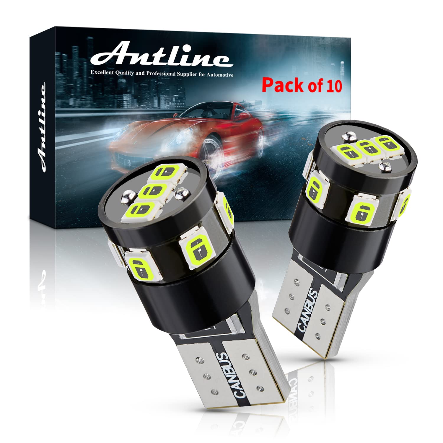 Antline 194 168 2825 W5W T10 LED Bulbs Ice Blue, Ultra Bright Error Free 9-SMD 2835 Chipsets 6000K Replacement for Car Interior 