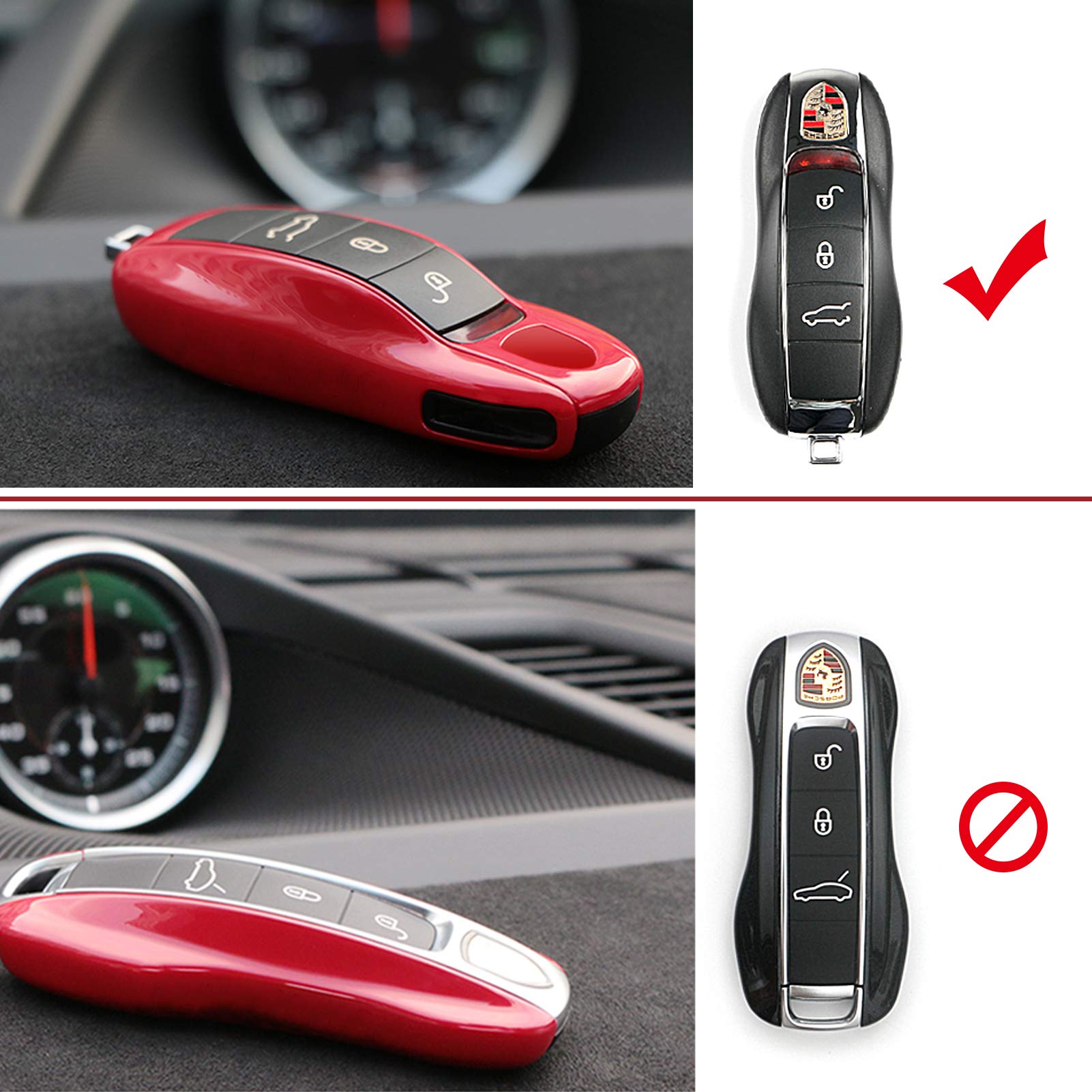 Remote Key Button Cover Compatible with Porsche, Jaronx Key Fob Button Keyless Entry Center Rubber Protectors (Compatible with:P