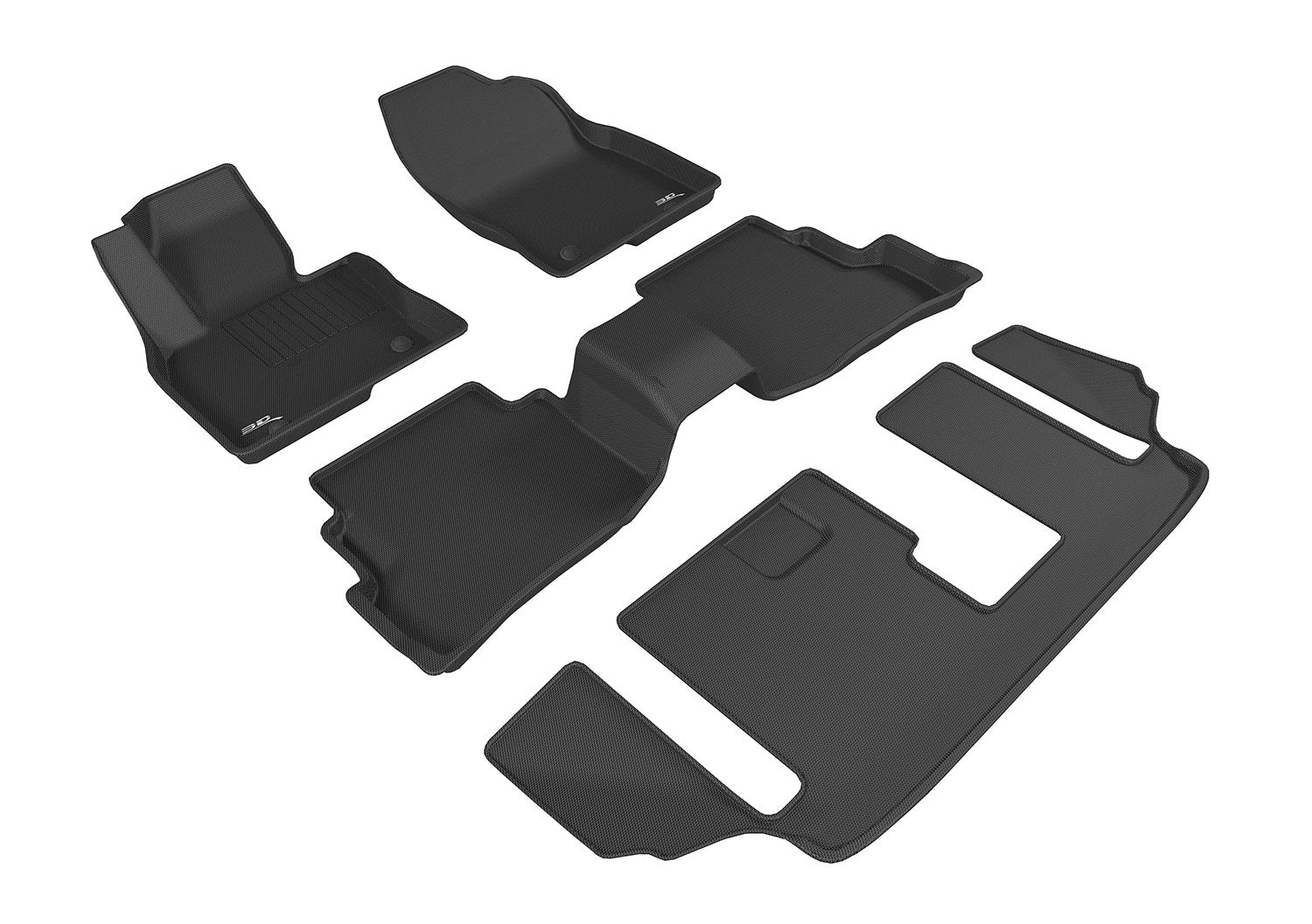 3D Maxpider Custom Fit Kagu Floor Mat (Black) Compatible With Mazda Cx-9 7-Seats 2016-2023 - Full Set