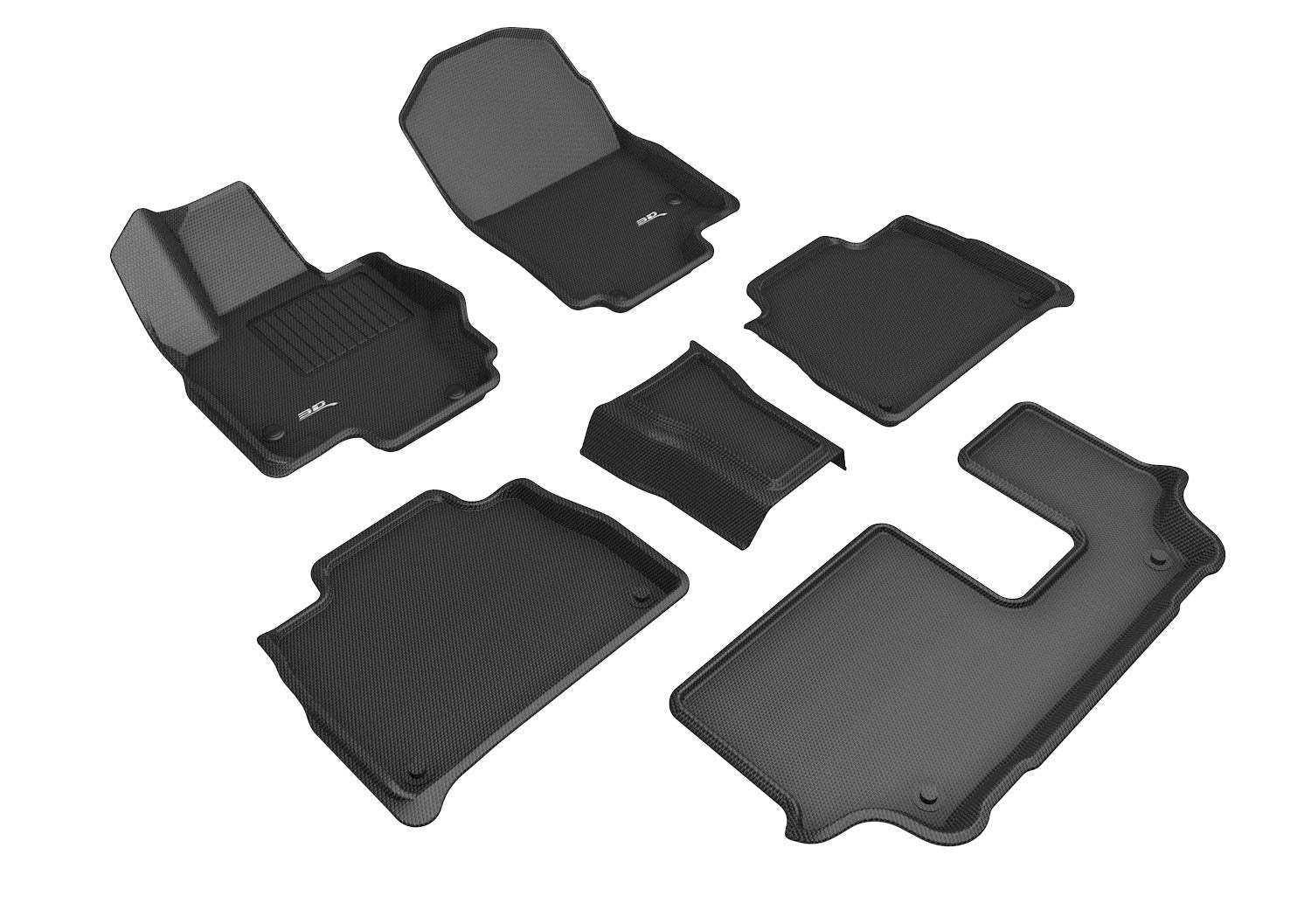 3D Maxpider All-Weather Floor Mats For Mercedes-Benz Gle-Class 7-Seater 2019-2022 Custom Fit Car Floor Liners, Kagu Series (1St & 2Nd Row, Black)