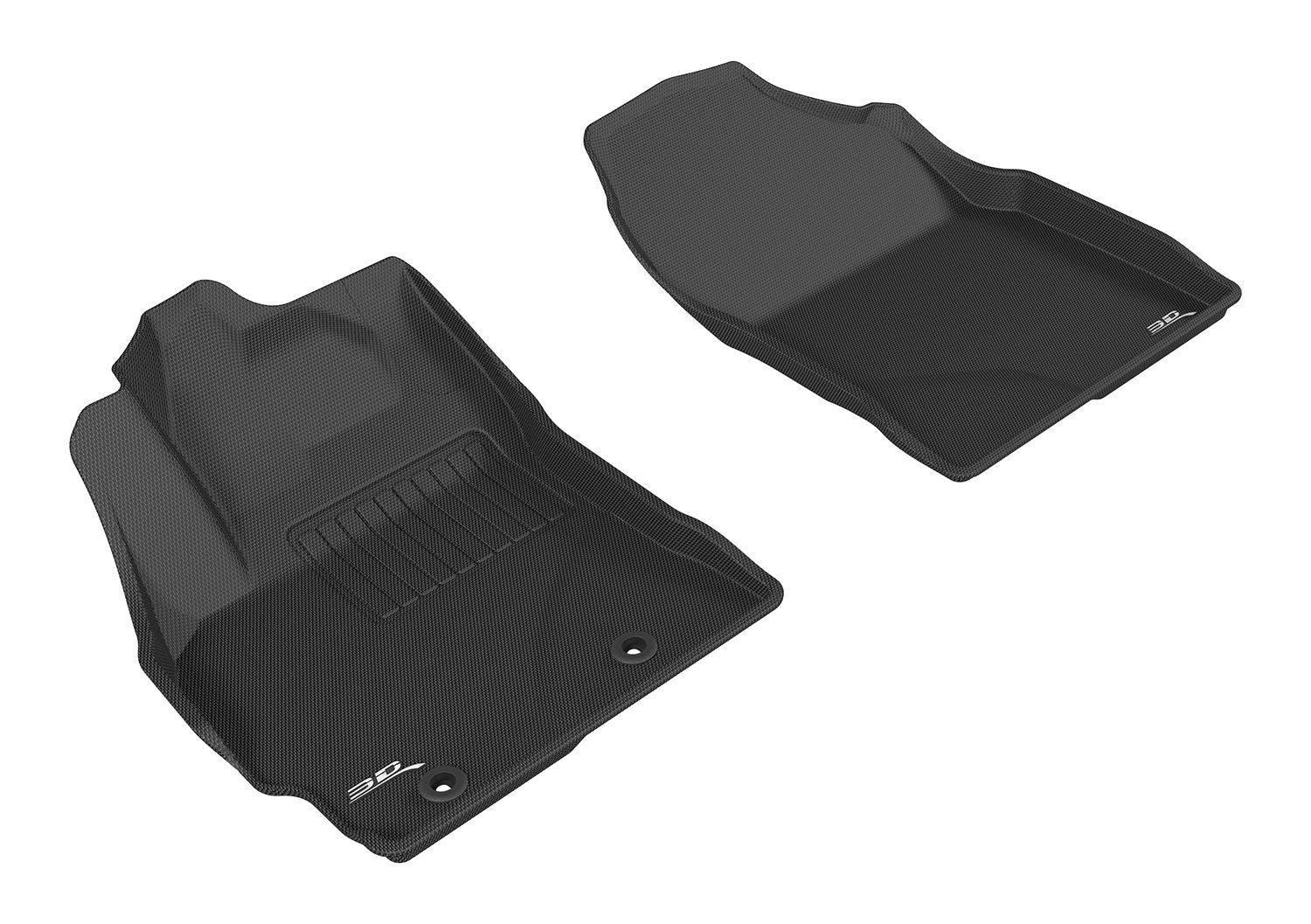 3D Maxpider Front Row Custom Fit All-Weather Floor Mat For Select Scion Im/Toyota Corolla Im Models - Kagu Rubber (Black)