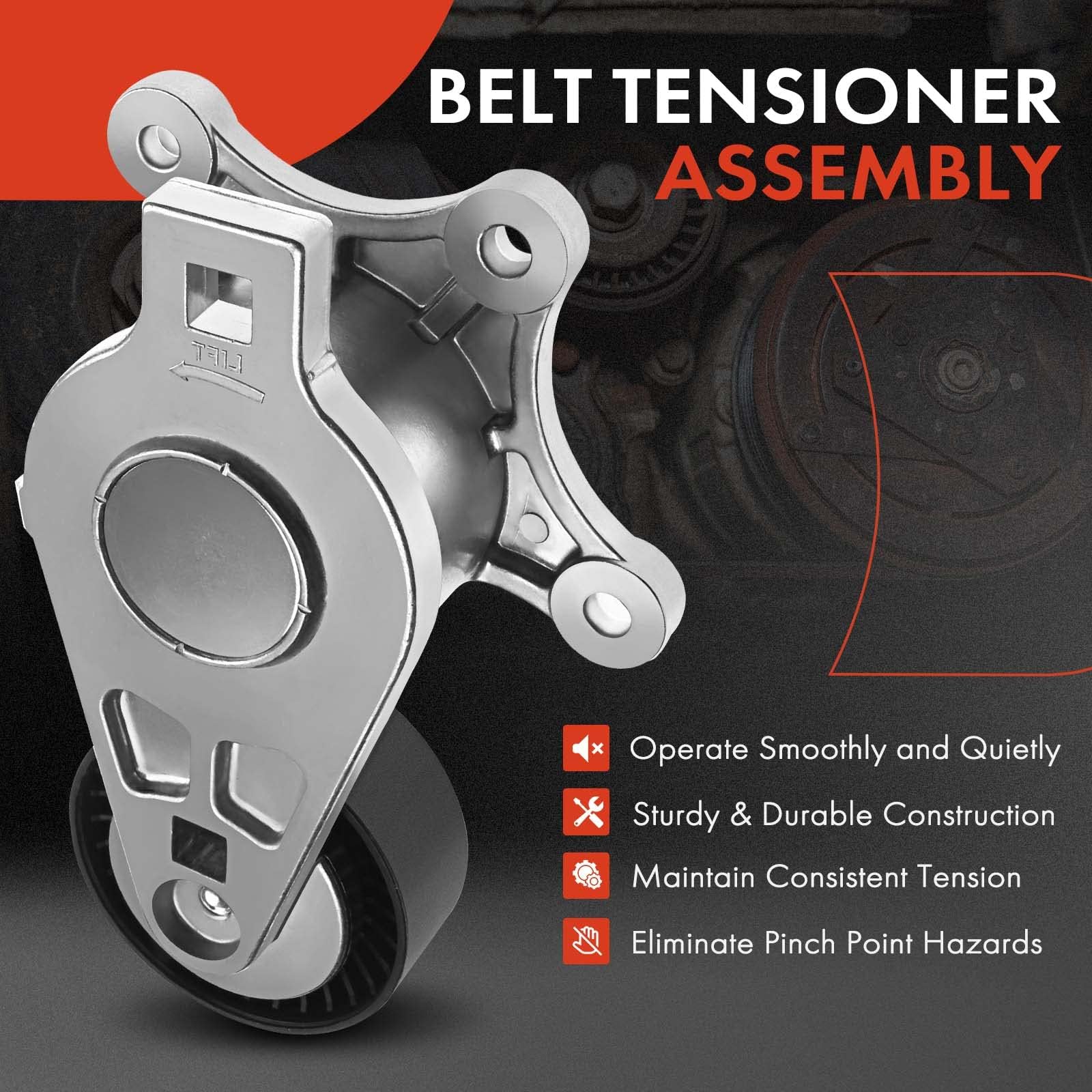 A-Premium Belt Tensioner Assembly with Pulley Compatible with Ford Explorer Edge Flex Fusion Taurus & Lincoln MKS MKT MKX MKZ &