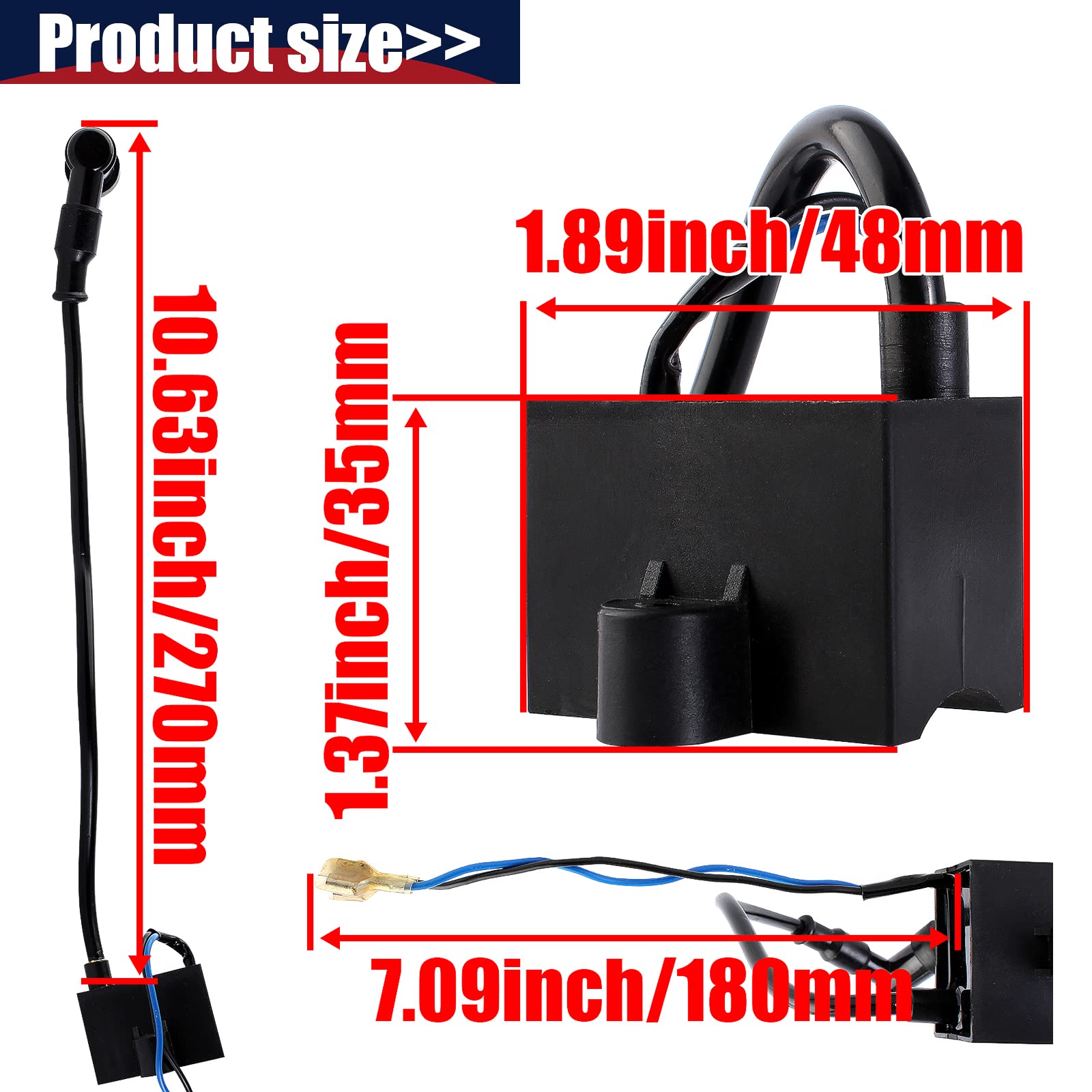 QAZAKY CDI Ignition Coil Spark Plug for 49cc-80cc 2-Stroke Engine - Model Z9043-PUK-MFN