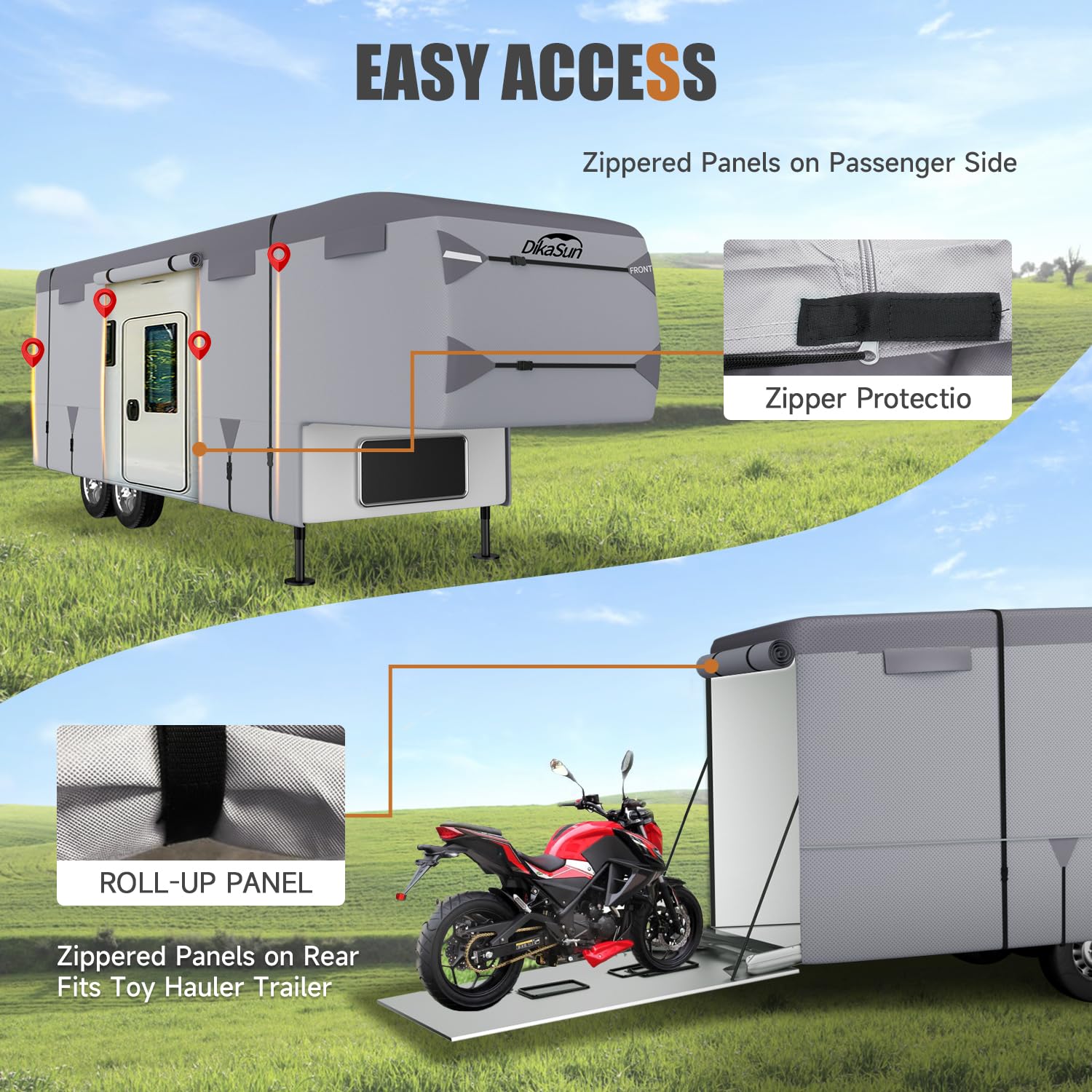 DikaSun 5th Wheel RV Cover, Waterproof & UV Protection, 31-34ft, 7-Ply Polypropylene, DK2 - Fits 5th Wheel, Windproof, Durable