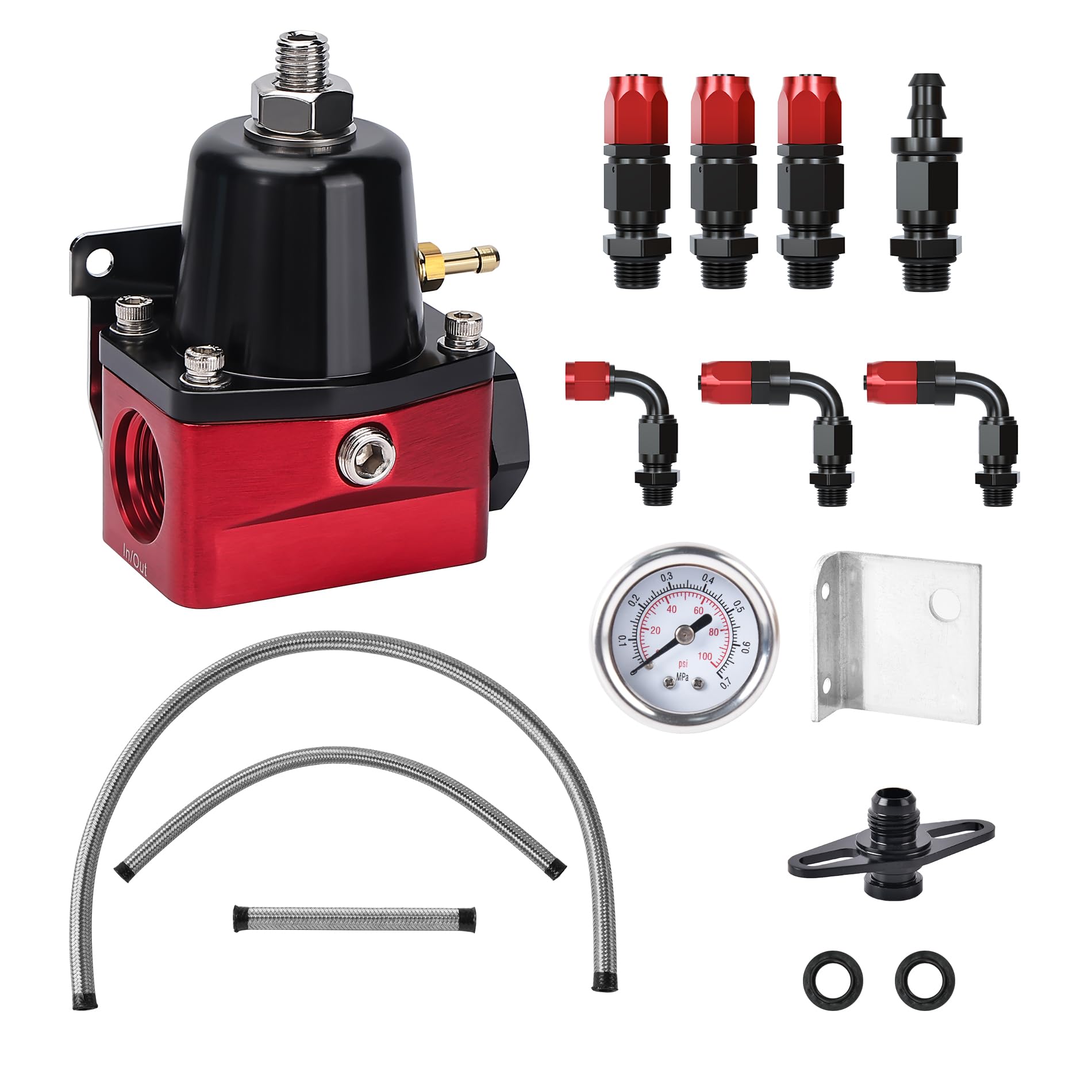 EVIL ENERGY Fuel Pressure Regulator 6AN EFI Bypass Return Adjustable (30-70PSI, 30-70PSI)