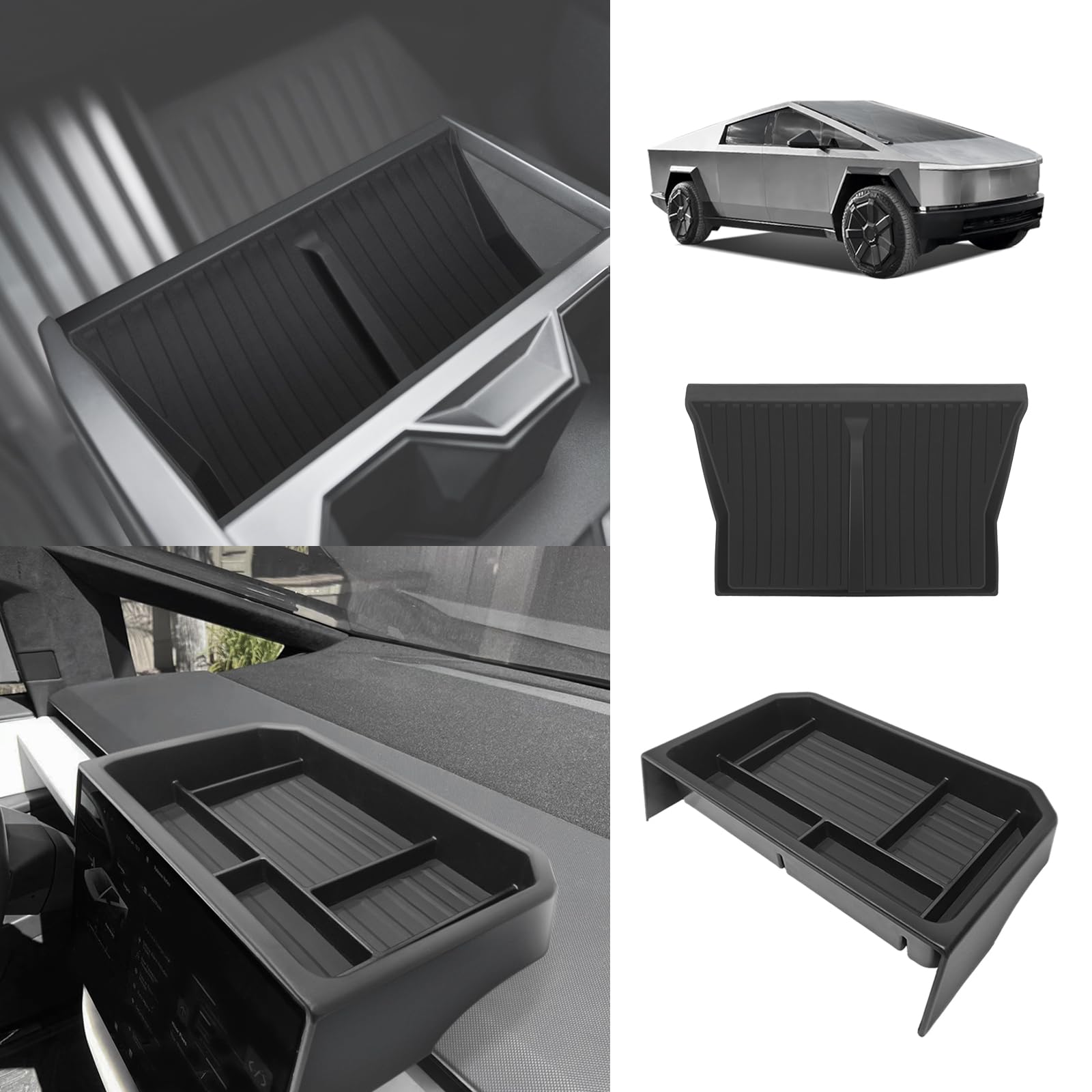 Bestevmod Center Console Screen Dash Organizer Compatible With Tesla Cybertruck 2024 2025 Pickup Dashboard Organizer Back Storag