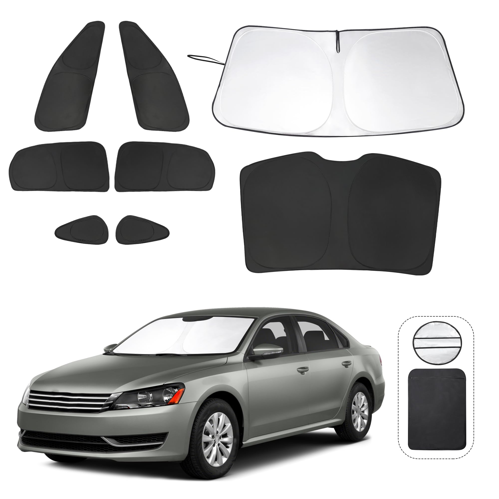 8Pcs Yycke Window Shades For Passat 2012-2022 For Volkswagen Vw Accessories Car Side Full Windows Rear Triangular Windshield Sun