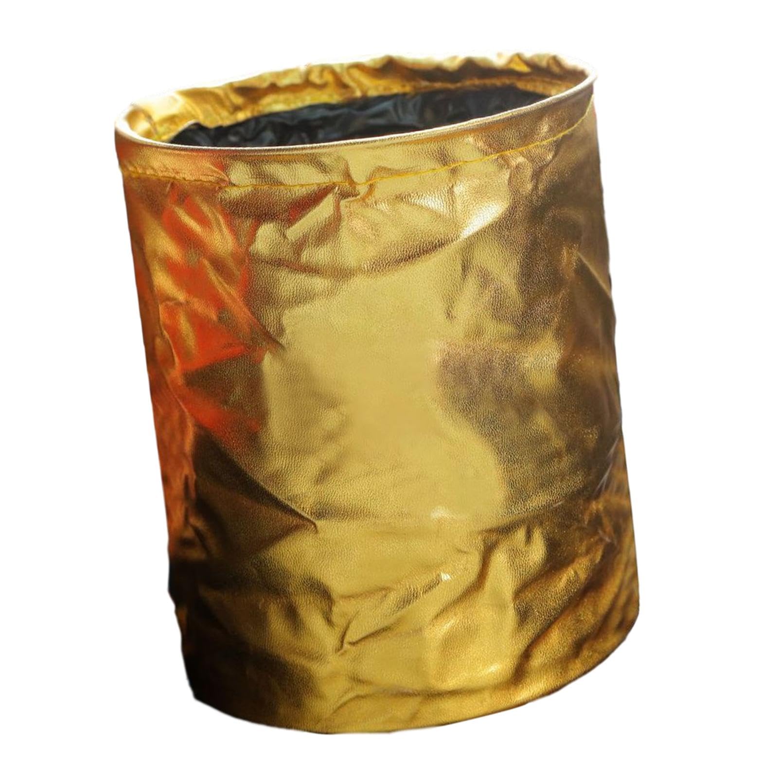 ATORSE Folding Car Trash Can Scratch Resistant Auto Accessories Hanging Garbage Bin Golden