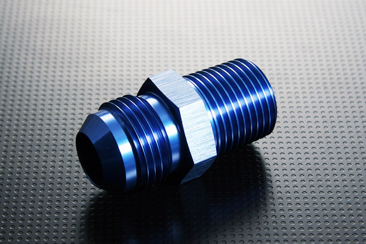 Autobahn88 Aluminum Anodized Hose End Fitting - AN Male Flare to Metric, Straight AN8 to M10 x 1.0 (Blue)