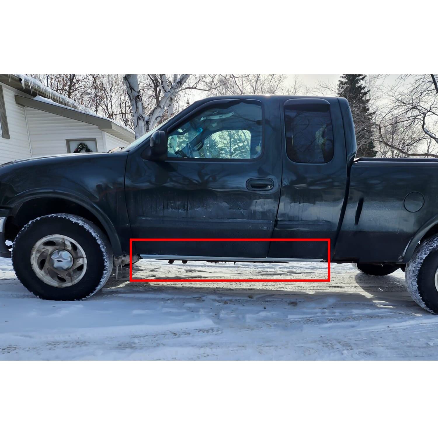 ECOTRIC Slip-On Rocker Panels for Ford F150 1997-2003 Extended Cab, Unpainted, Alloy Steel, Model VC-ET-024, LH & RH Pair
