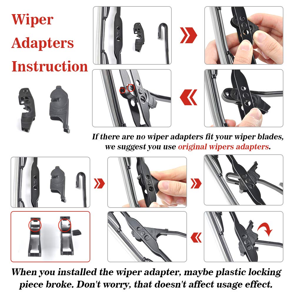 OTUAYAUTO Windshield Wiper Blades - Replacement for 2002-2008 Corolla, 24"+18", Rubber, Black