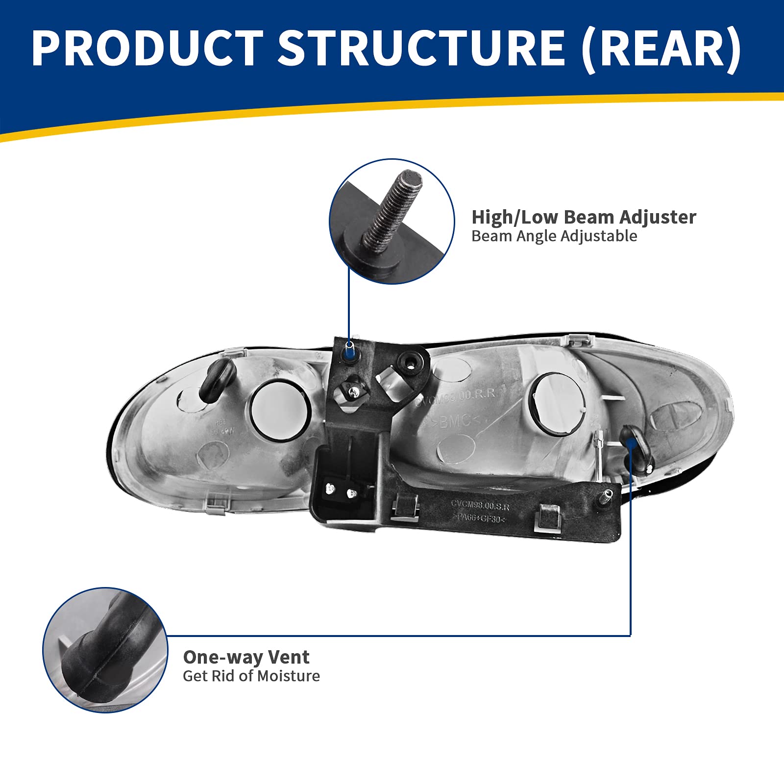 Autosaver88 Headlight Assembly Compatible With 1998-2002 Chevy Camaro Black Housing With Clear Lens(Driver Side And Passenger Si