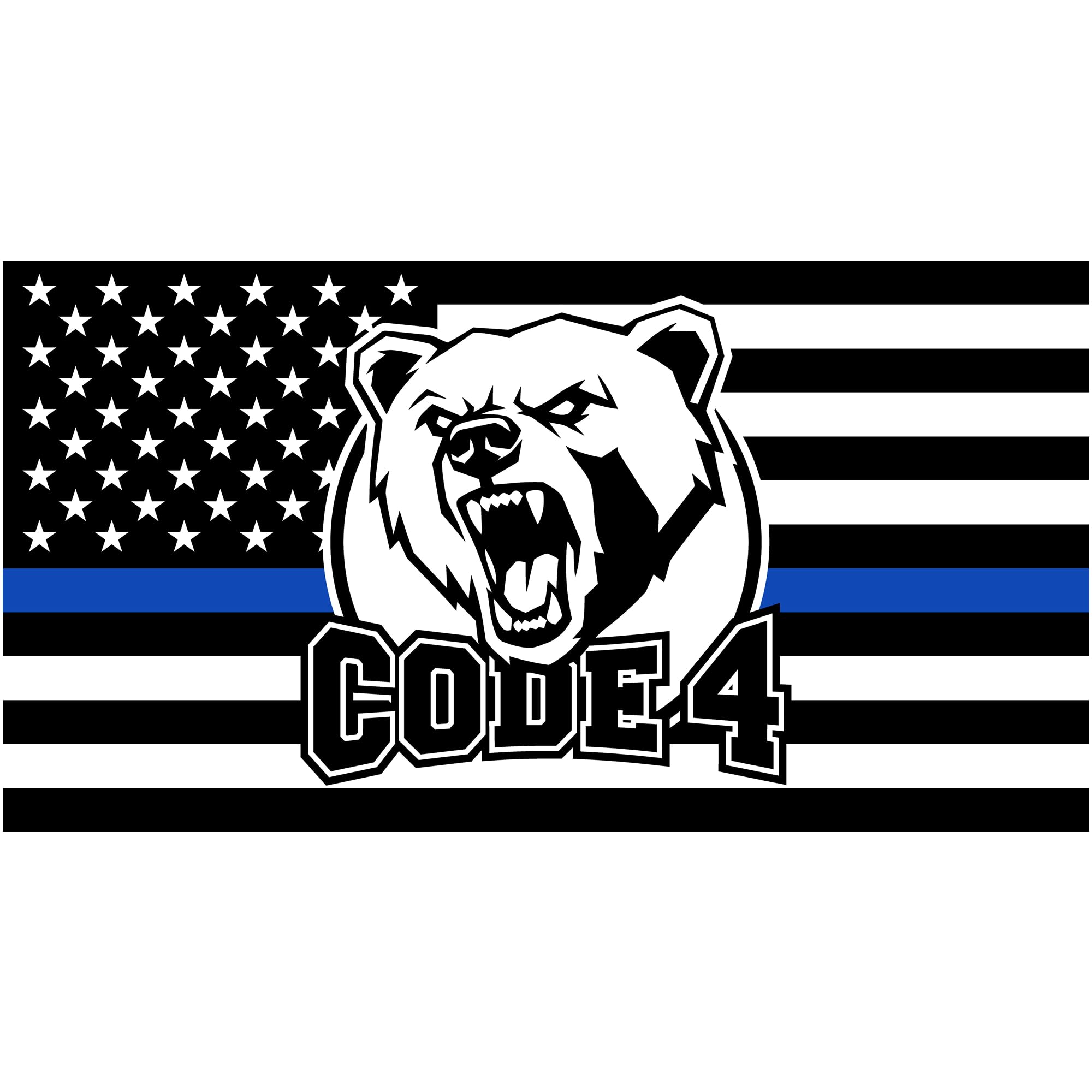 Stickios Code 4 Sticker Police - Thin Blue Line American Flag Decal for Car, Truck & Window - Back the Blue - Made in USA (5.8 x
