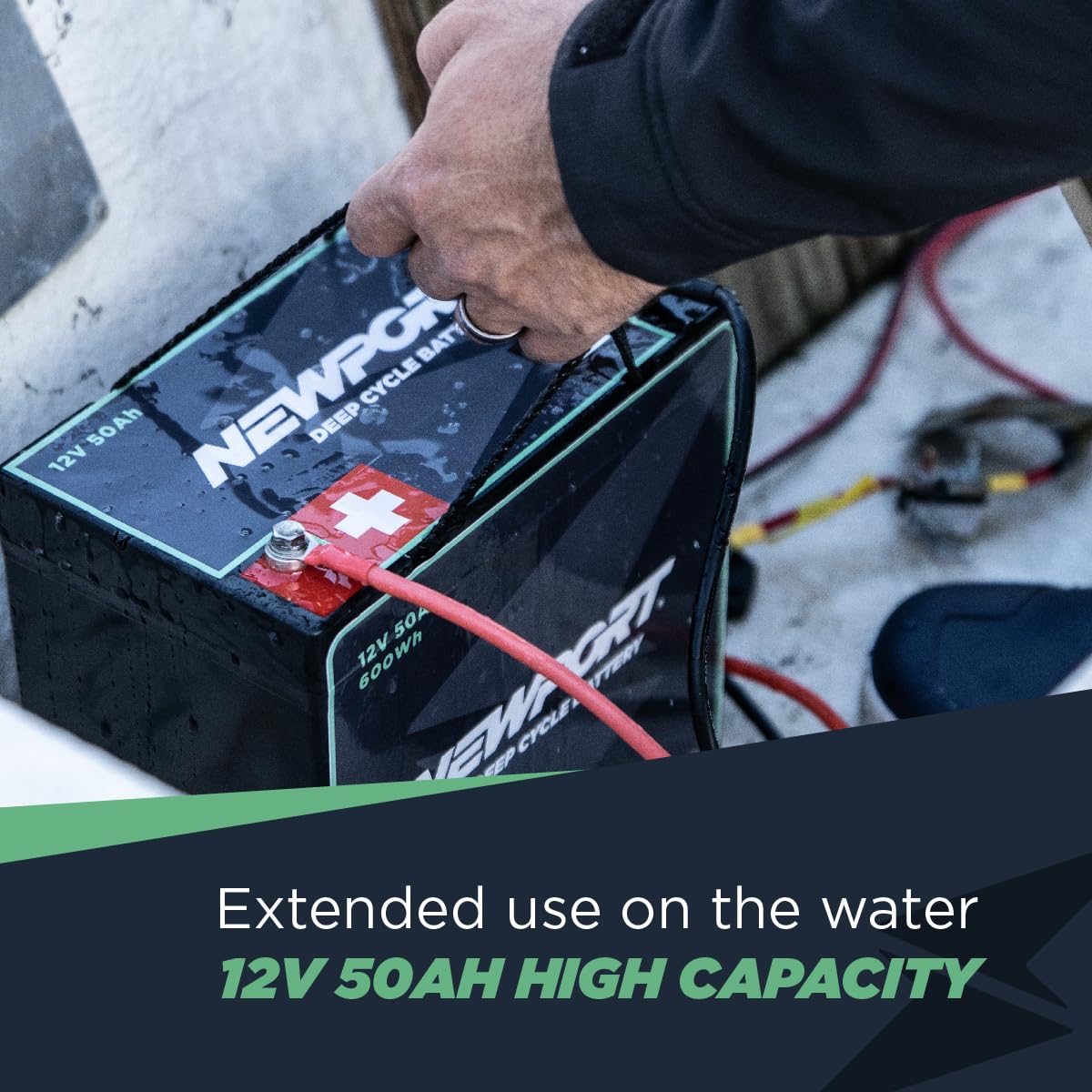 Newport 12V50Ah Deep Cycle Heavy-Duty Marine Battery, Lightweight & Sealed Agm, Trolling Motor Compatible