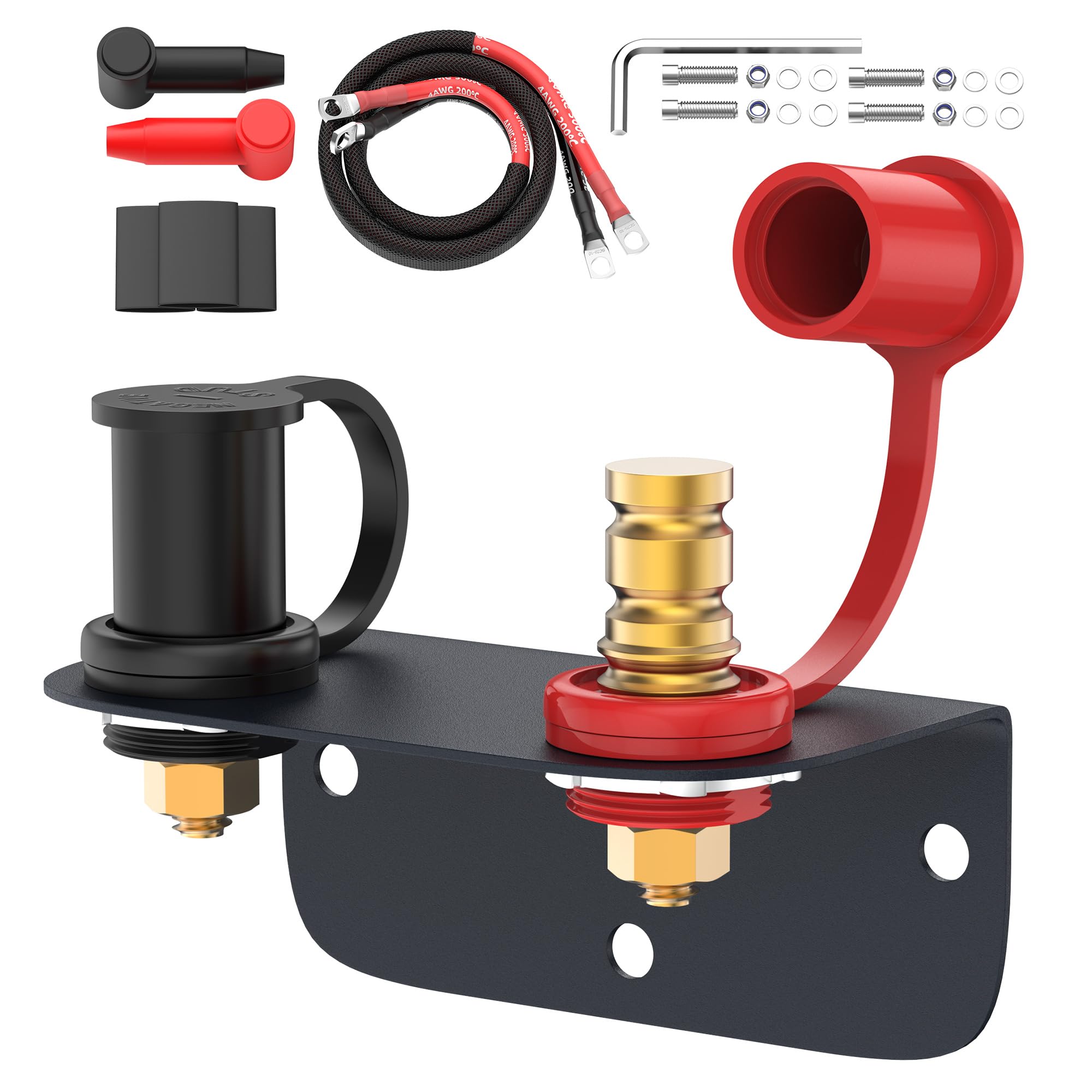 Joinfworld Remote Battery Terminals 3/8'' Stud Battery Jump Post With Heavy Duty Mounting Bracket 250A Battery Charging Post Kit