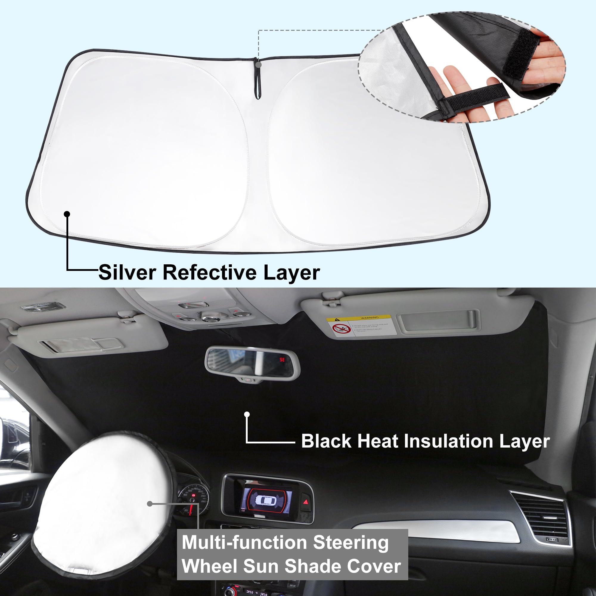 Yycke Windshield Sun Shade Accessories Compatible With 2025 2024 2023 2022 2021 2020 Escape S, Se, Se Sport Hybrid, Sel, Titaniu
