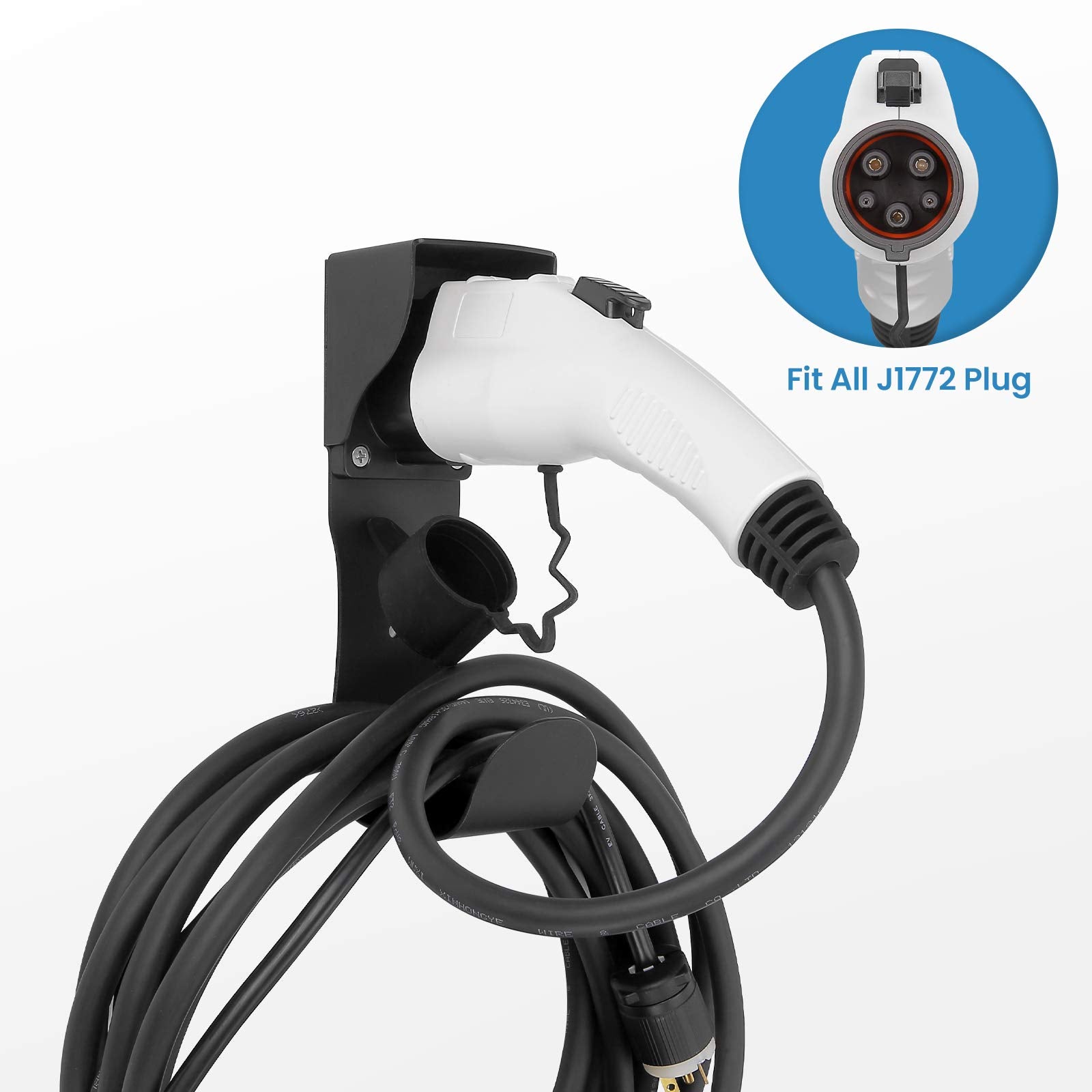 Bougerv Ev Charger Holder Sae J1772 Ev Charger Holster Wall-Mount Electric Vehicle Connector Nozzle Holster Dock