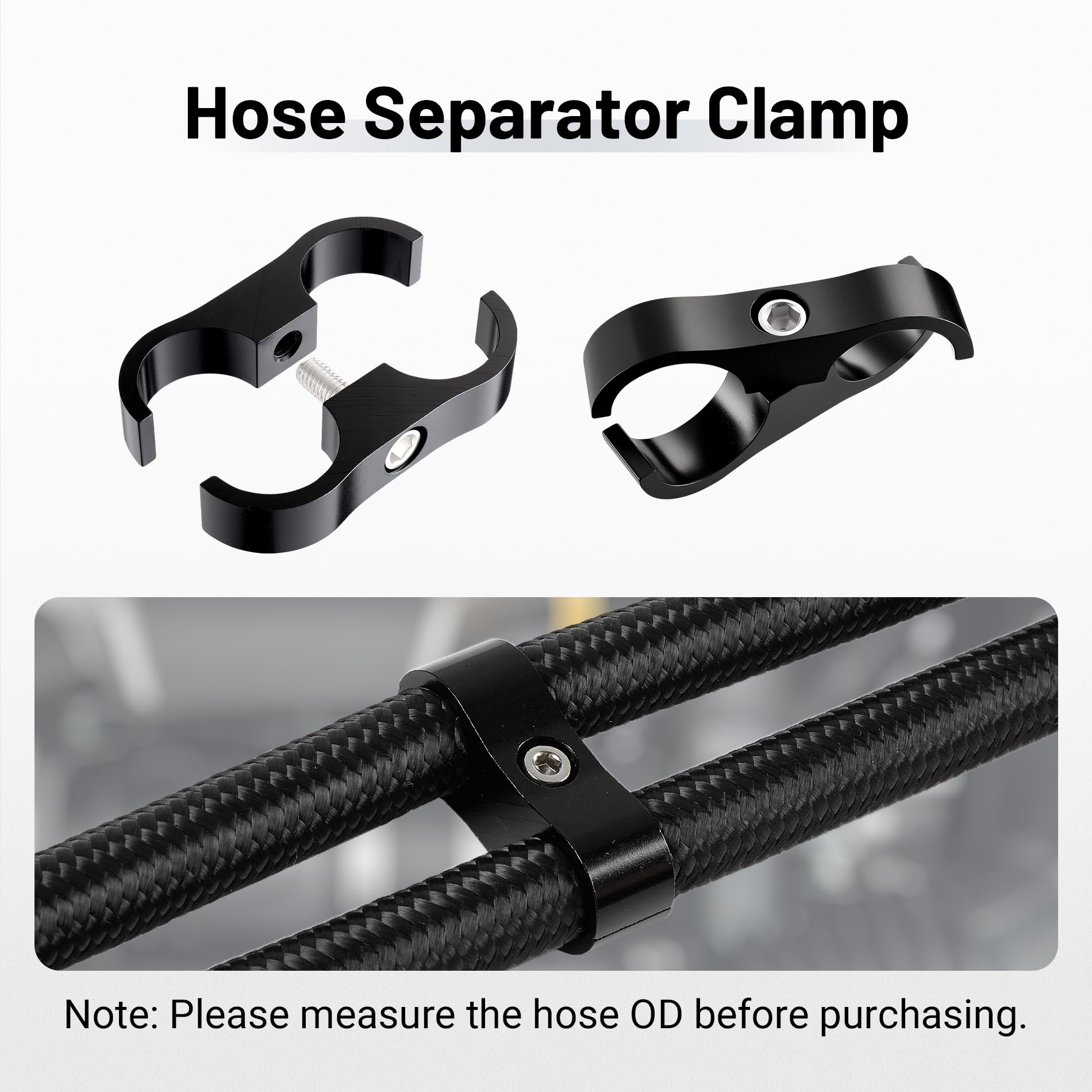 EVIL ENERGY Hose Separator Clamp,Fuel Line Mounting Clamp Aluminum Black (10, AN12)