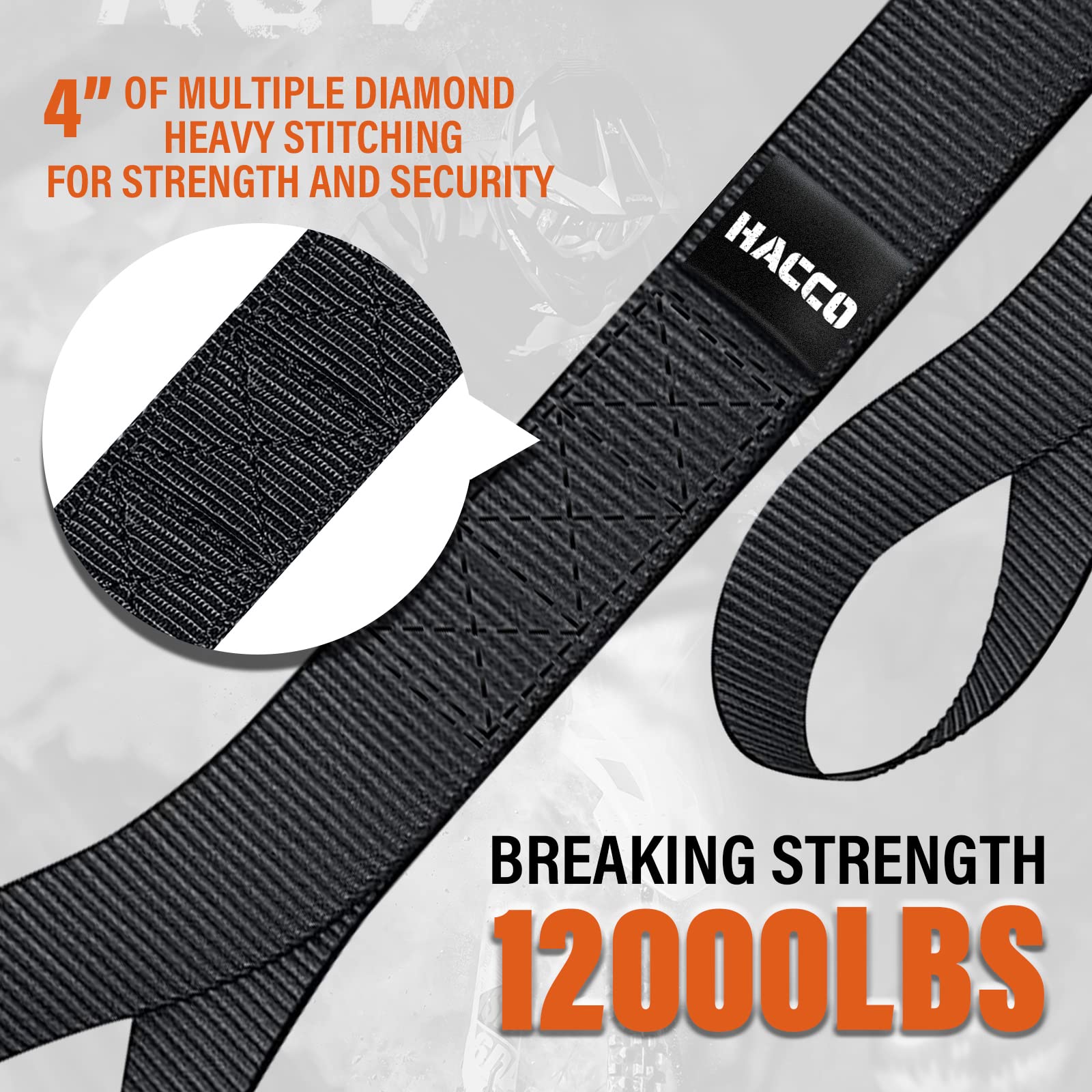 Haccoplanet 8PK Soft Loop Motorcycle Tie-Down Straps, 1.6 x 17inch 10000LB Break Strength, Heavy Duty Tie Down Loops for Securin