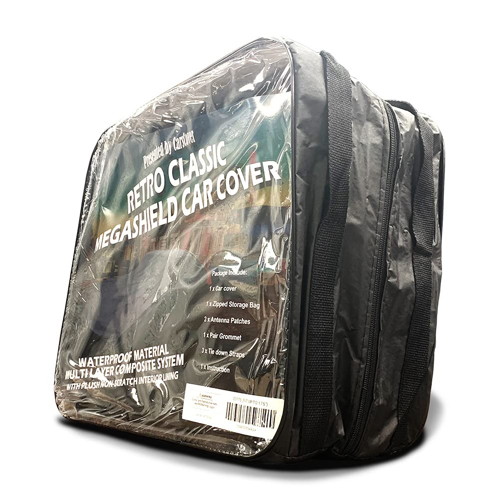 Carscover Retro Classic Megashield Car Cover Heavy Duty All Weatherproof Waterproof Automobiles Indoor Outdoor Snow Rain Dust Uv Protection Full Auto Vehicle Covers (Fit Up To 205 Inch Length)