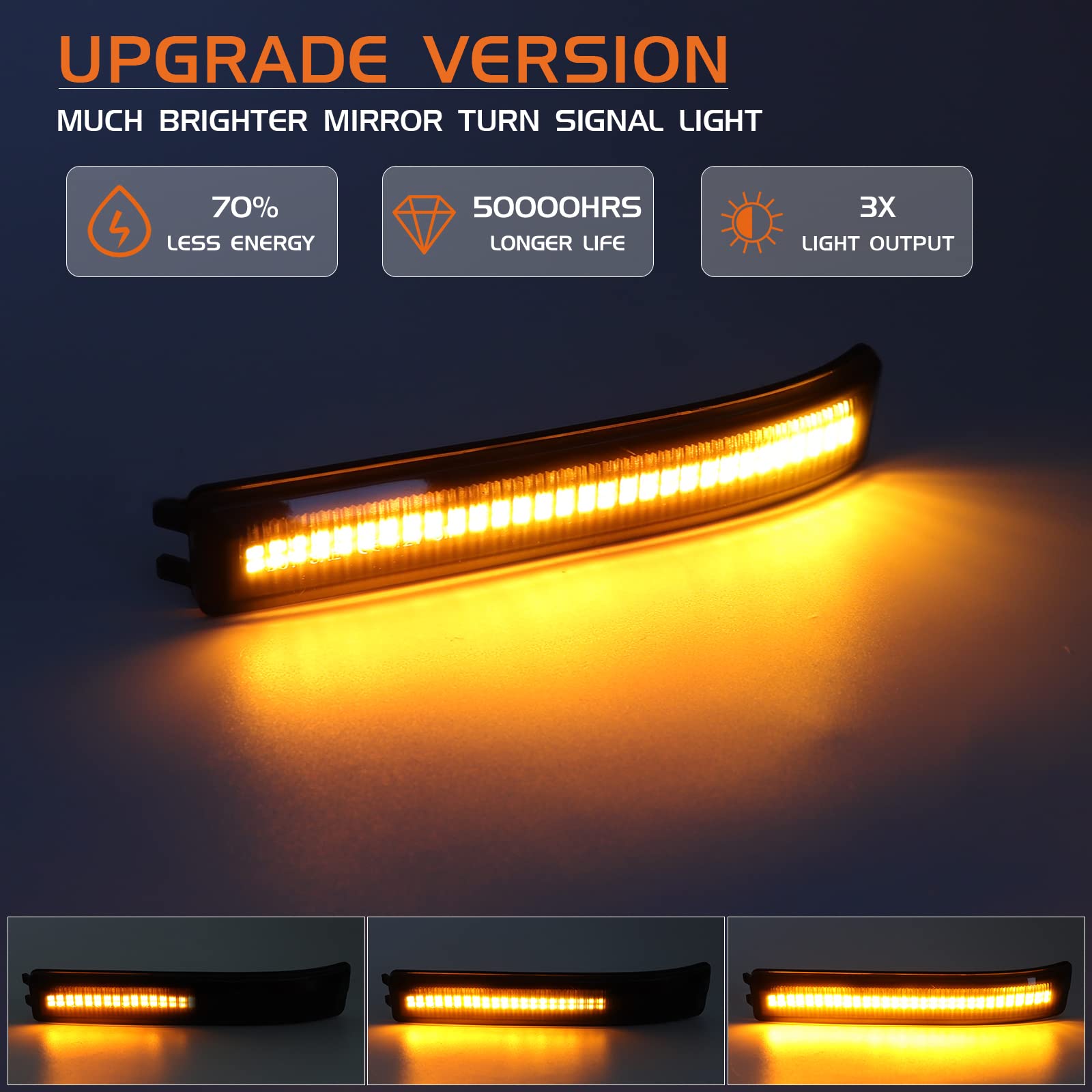 Fetonauto Sequential Side Mirror Reflector Led Turn Signal Lights For Ford F150 Raptor Svt 2009 2010 2011 2012 2013 2014, Smoked Lens Dynamic Amber Mirror Indicator