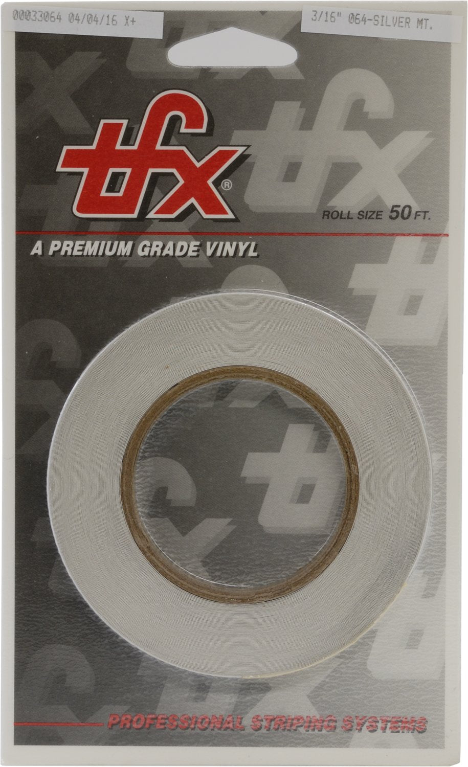 Universal Auto Customizing Dual Pinstripe 3/16" x 50' - 064-Silver Metallic, Model TFX 00033064