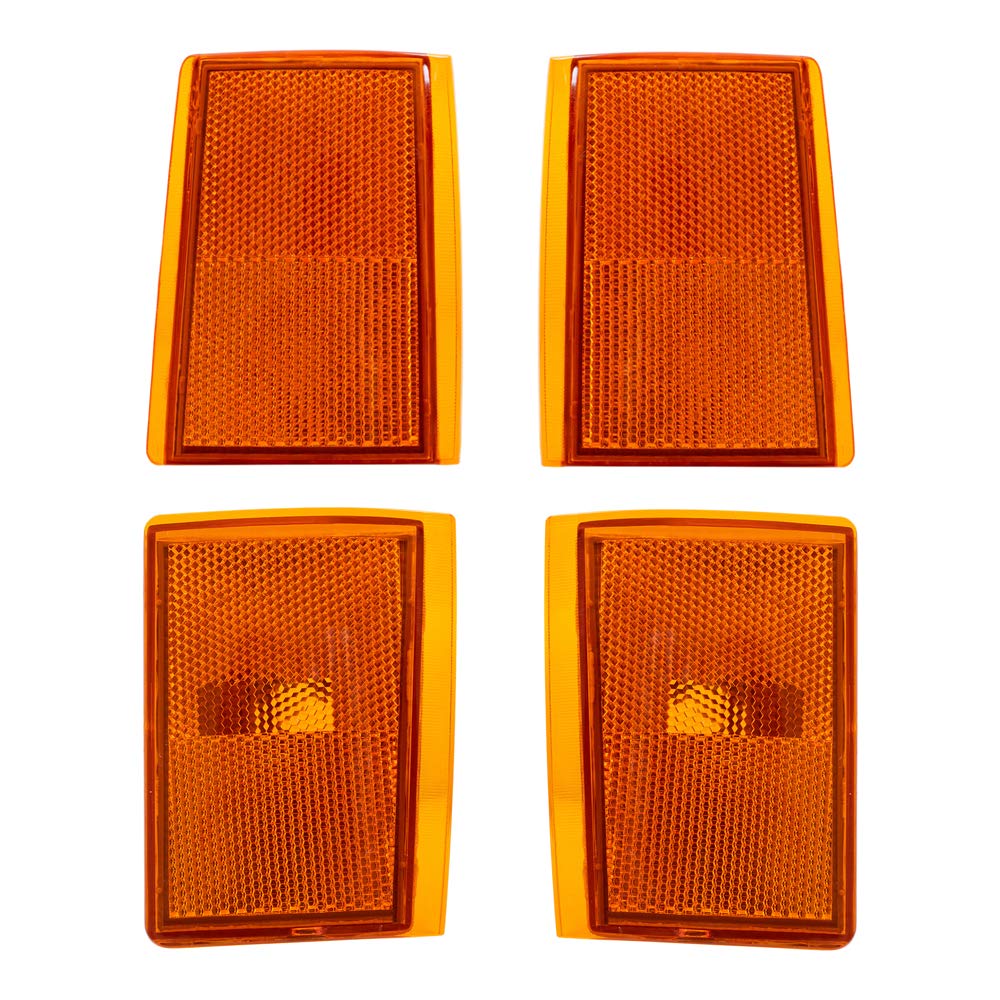 Brock Replacement Driver And Passenger 4 Pc Set Upper & Lower Signal Side Marker Reflector Lights Compatible With 1988-1993 C150