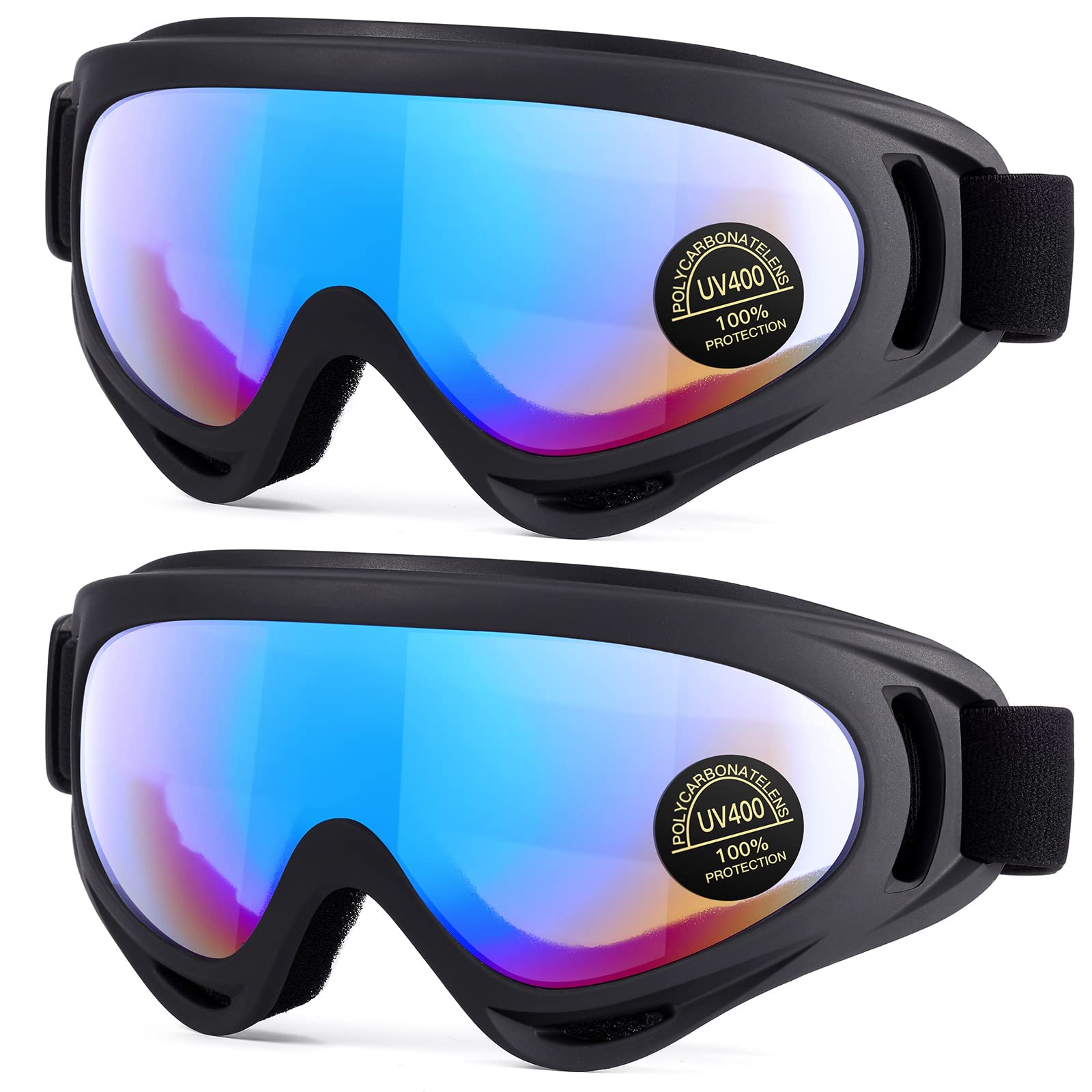Mambaout Kids Motorcycle Goggles, 2-Pack Dirt Bike Goggles For Child, Atv Off-Road Racing Goggles For Boys Girls