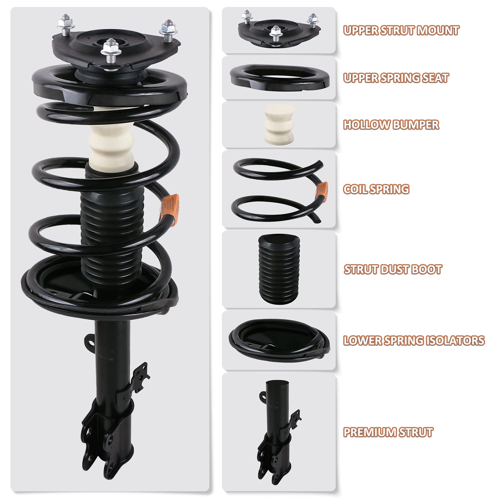 Mostplus Front Struts Shocks Compatible For 2004 2005 2006 Toyota Camry Solara Lexus Es330 172205 172206 Strut Assembly Coil Spr