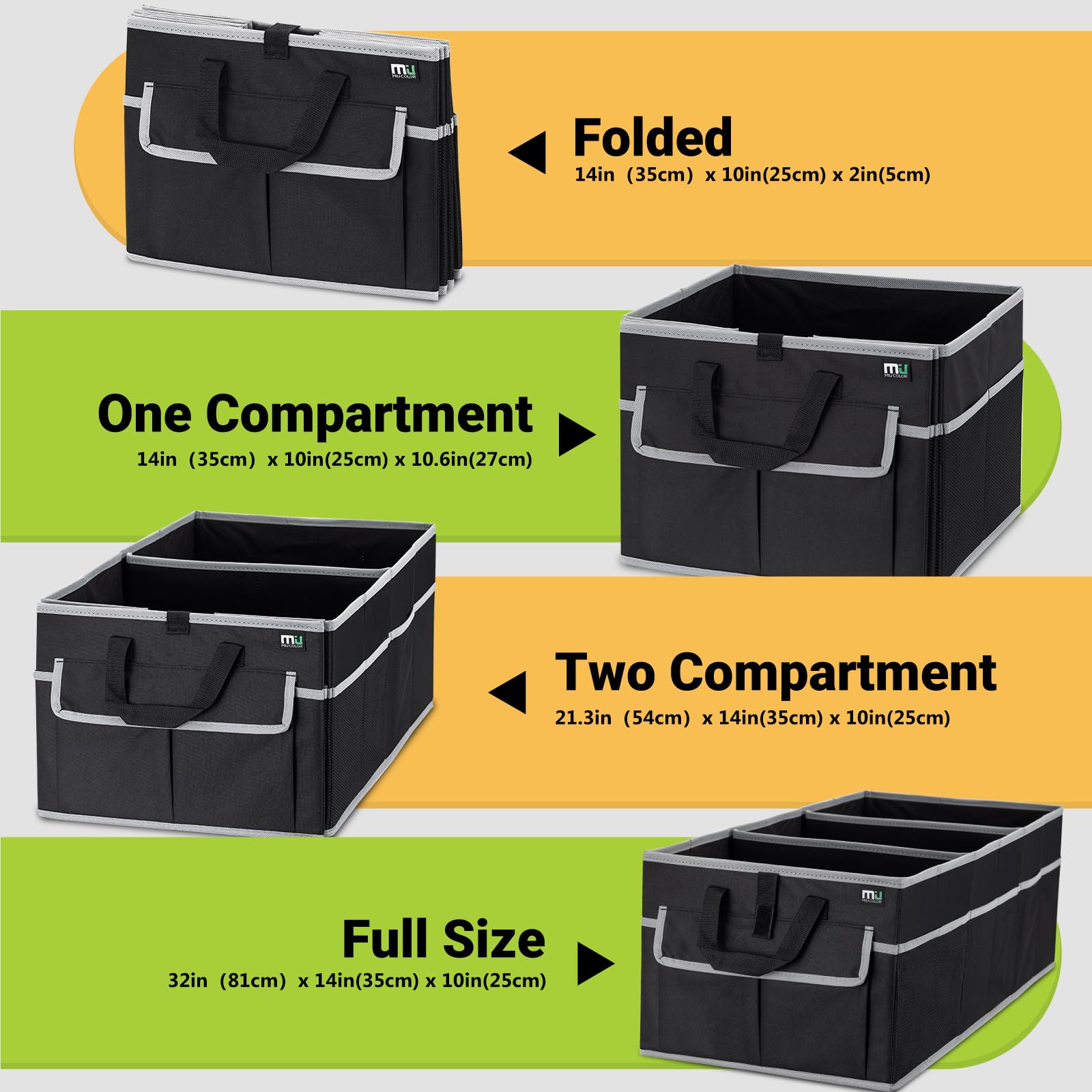 Miu Color Trunk Organizer For Suv (Black Gray, Large)