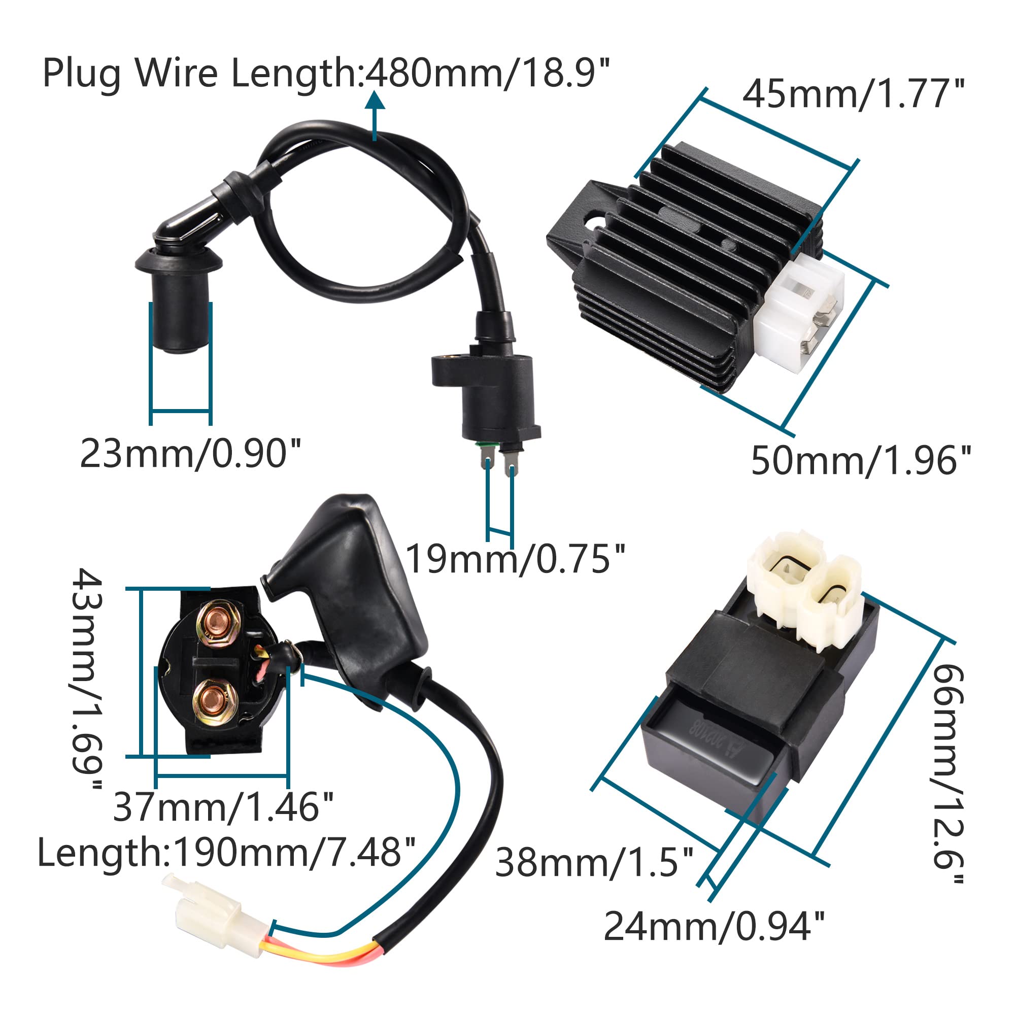 Goofit Ignition Coil Cdi Solenoid Relay Voltage Regulator Kit For Gy6 50Cc 125Cc 150Cc Engine Atv Go Kart Dirt Bike Pit Bike Sco