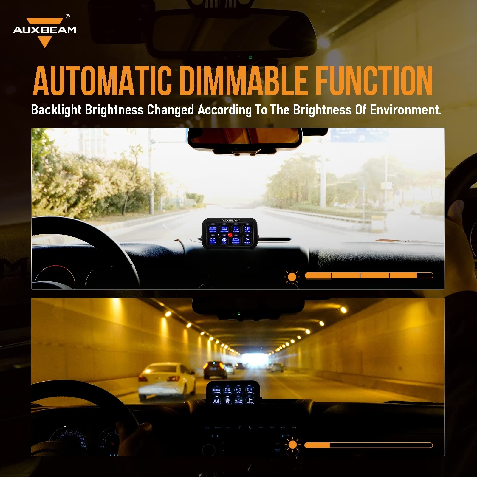 Auxbeam 8 Gang Switch Panel Bb80 Universal Circuit Control Relay System Automatic Dimmable Led Switch Control Panel Switch Pod T