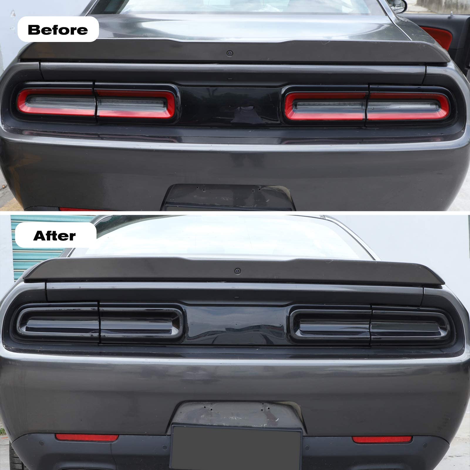 Jecar Smoked Tail Light Covers Rear Light Guards Exterior Accessories Compatible With Dodge Challenger 2015-2023