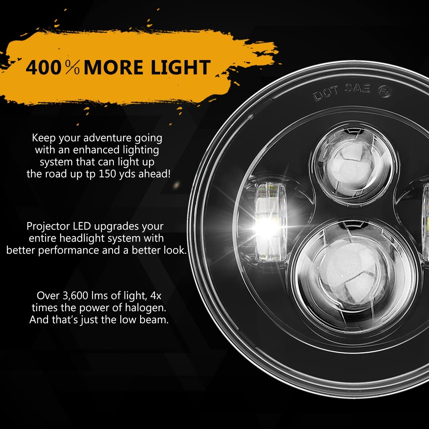 SUNPIE 7 inch Black LED Head light Compatible with H_arley Street Glide, Compatible with Tri Glide, Compatible with Electra Glid