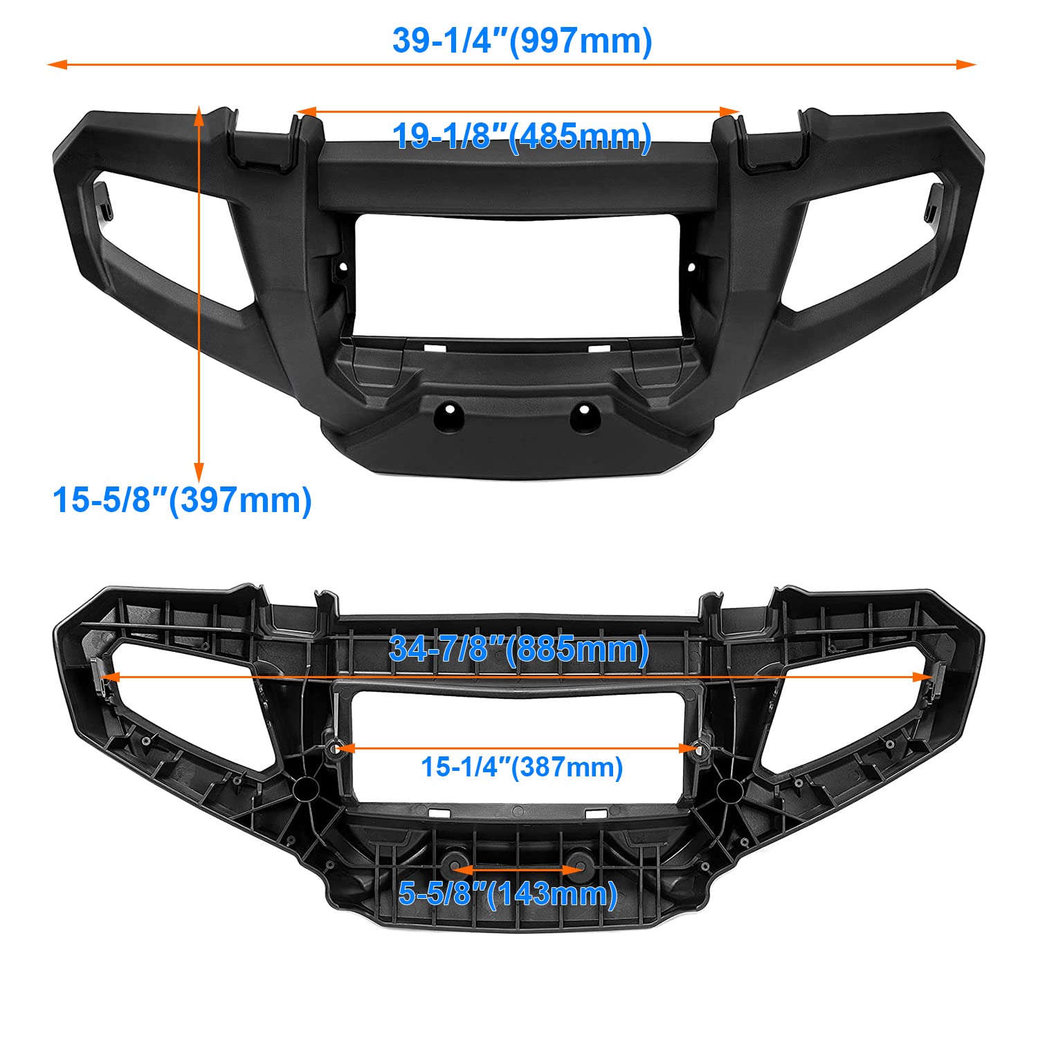 HECASA Front Bumper Brush Guard for 2006-2010 Polaris Sportsman ATV, Black, Model MO-314, Durable Plastic Construction
